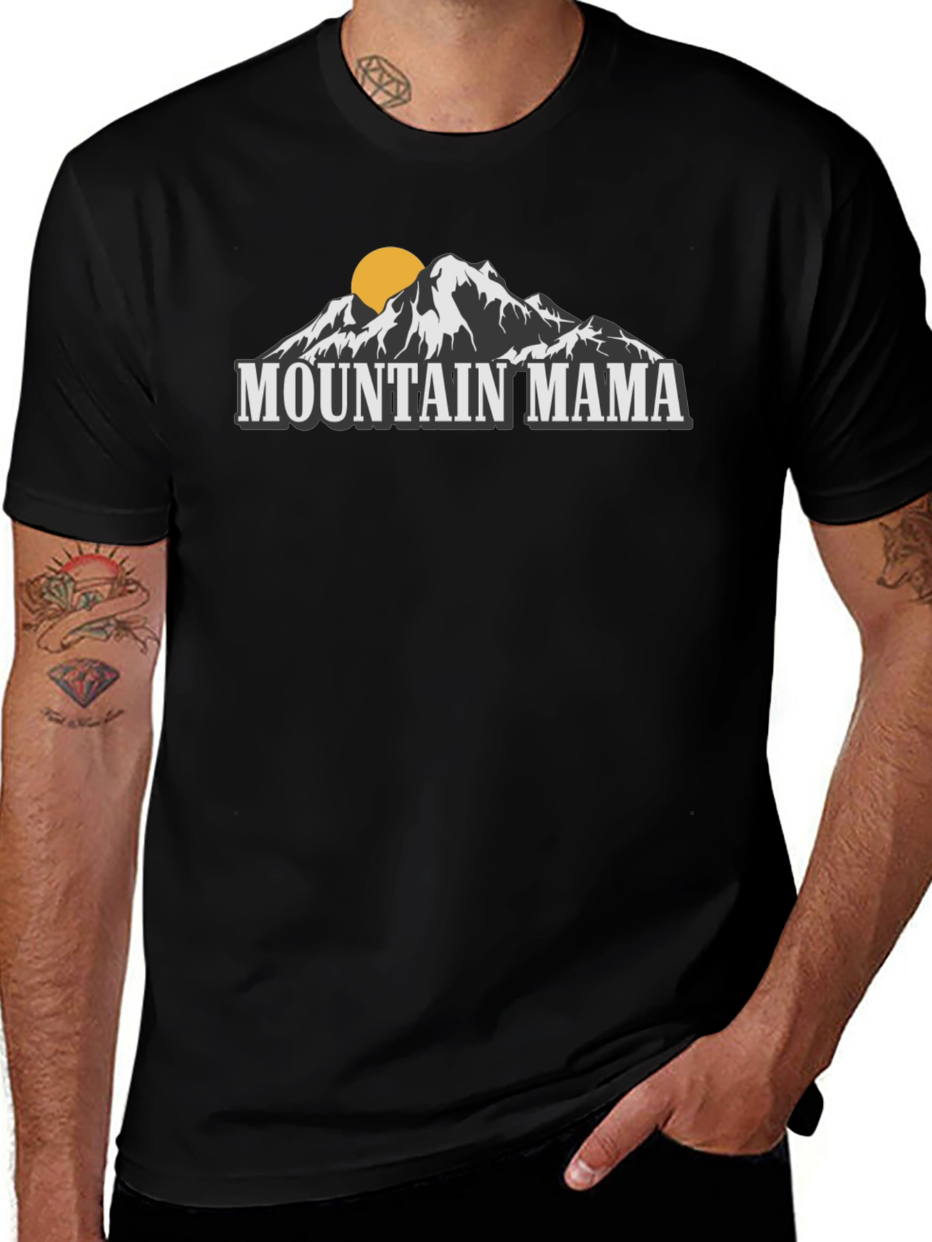 Mountain Mama Graphic Tee - Black Crew Neck