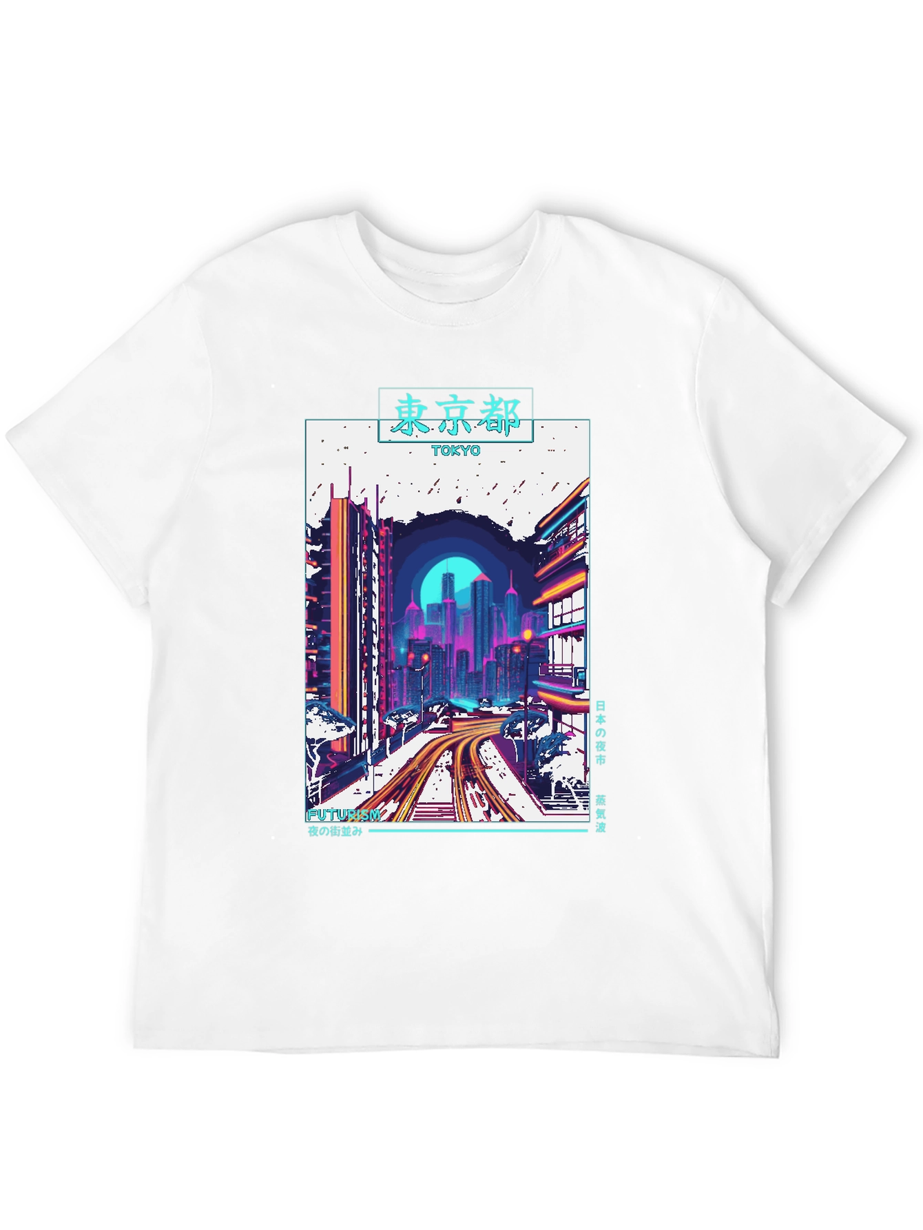 Tokyo Cityscape Graphic Tee - Retro Futurism Style