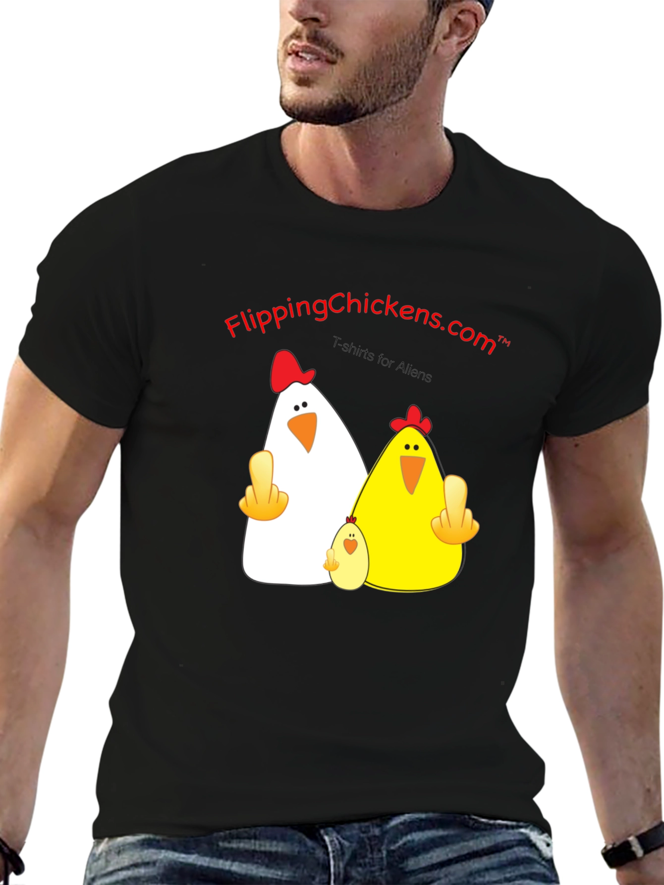 Flipping Chickens T-Shirt Funny Alien Design