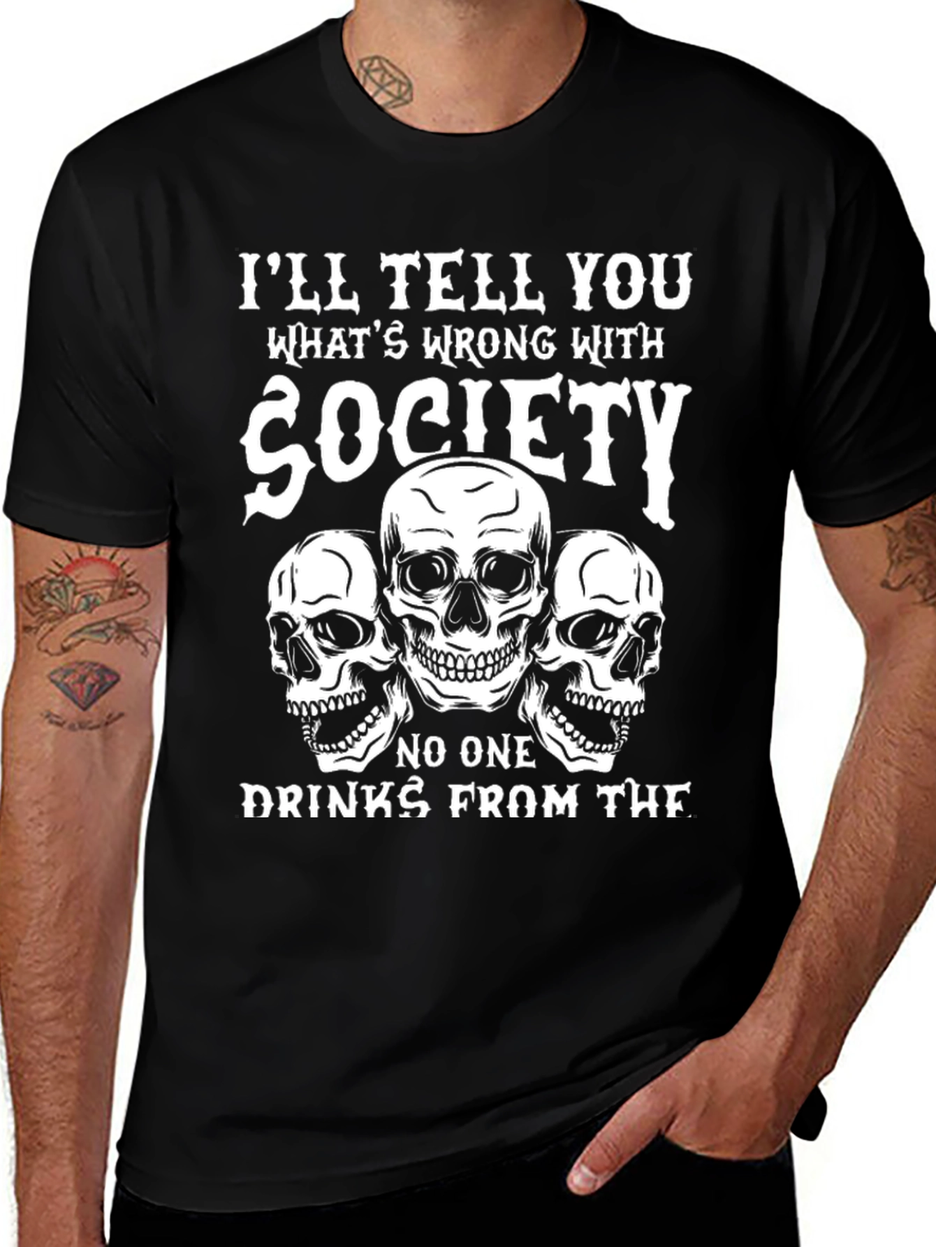 Society Skull Graphic Tee - Black T-Shirt