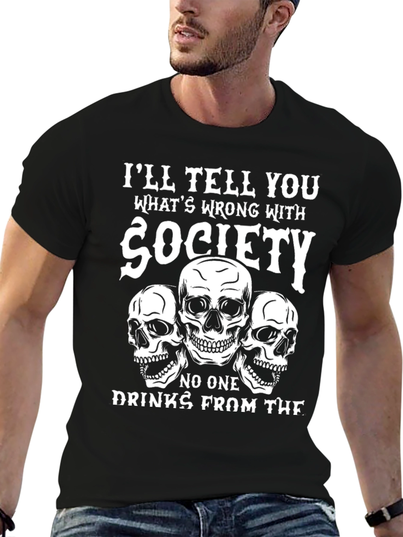 Society Skull Graphic Tee - Black T-Shirt