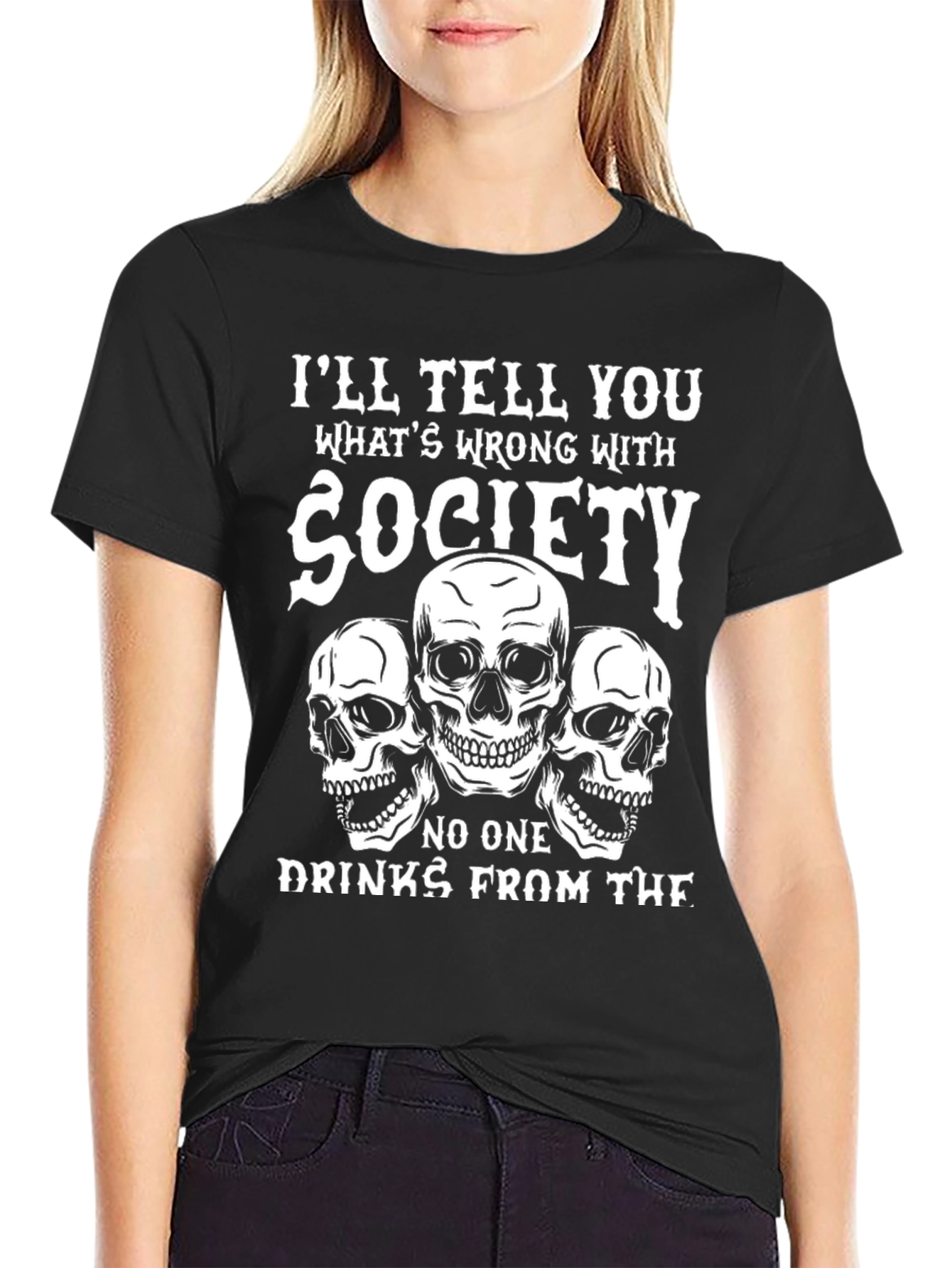 Society Skull Graphic Tee - Black T-Shirt
