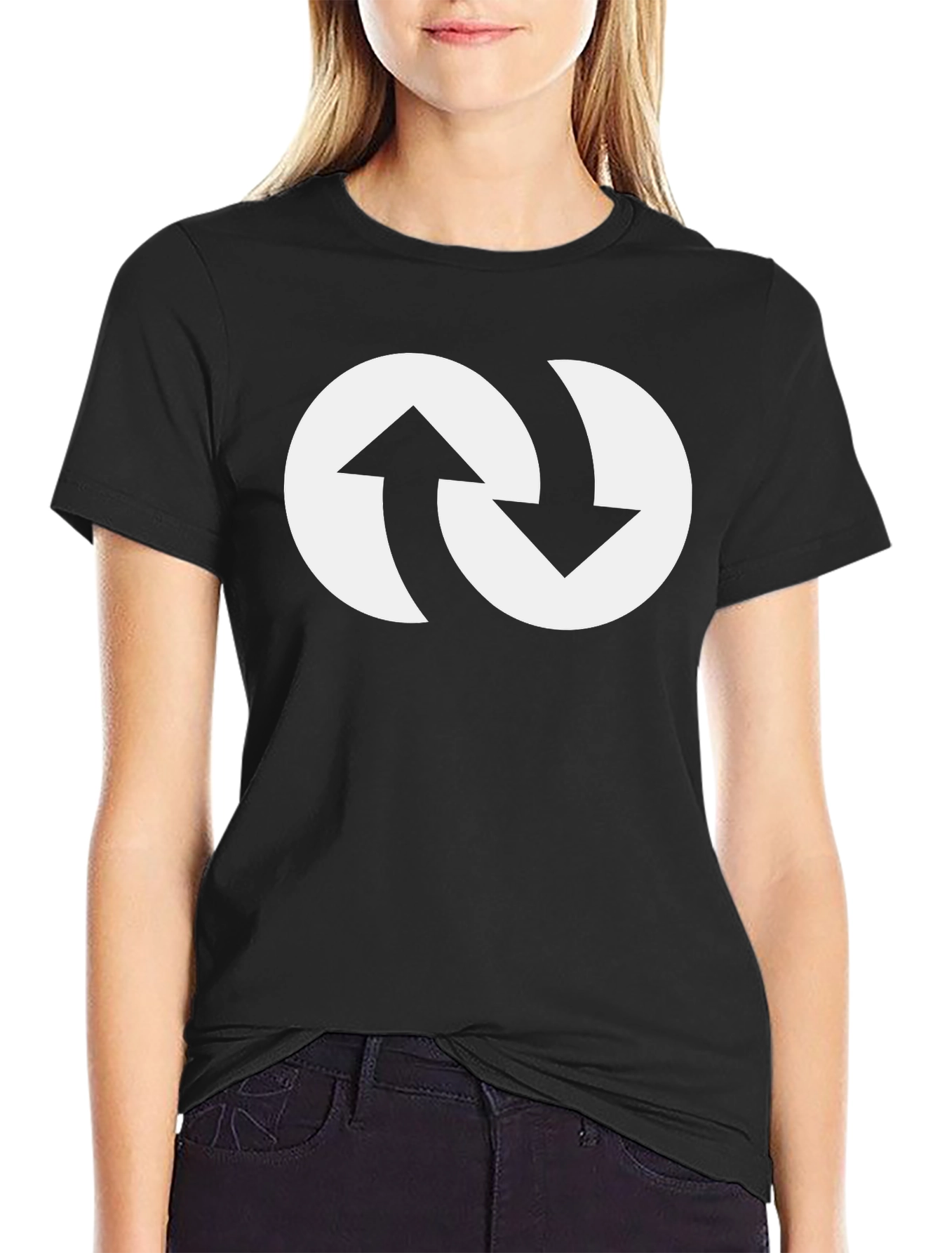 Arrow Circle Graphic Tee - Black Cotton Shirt
