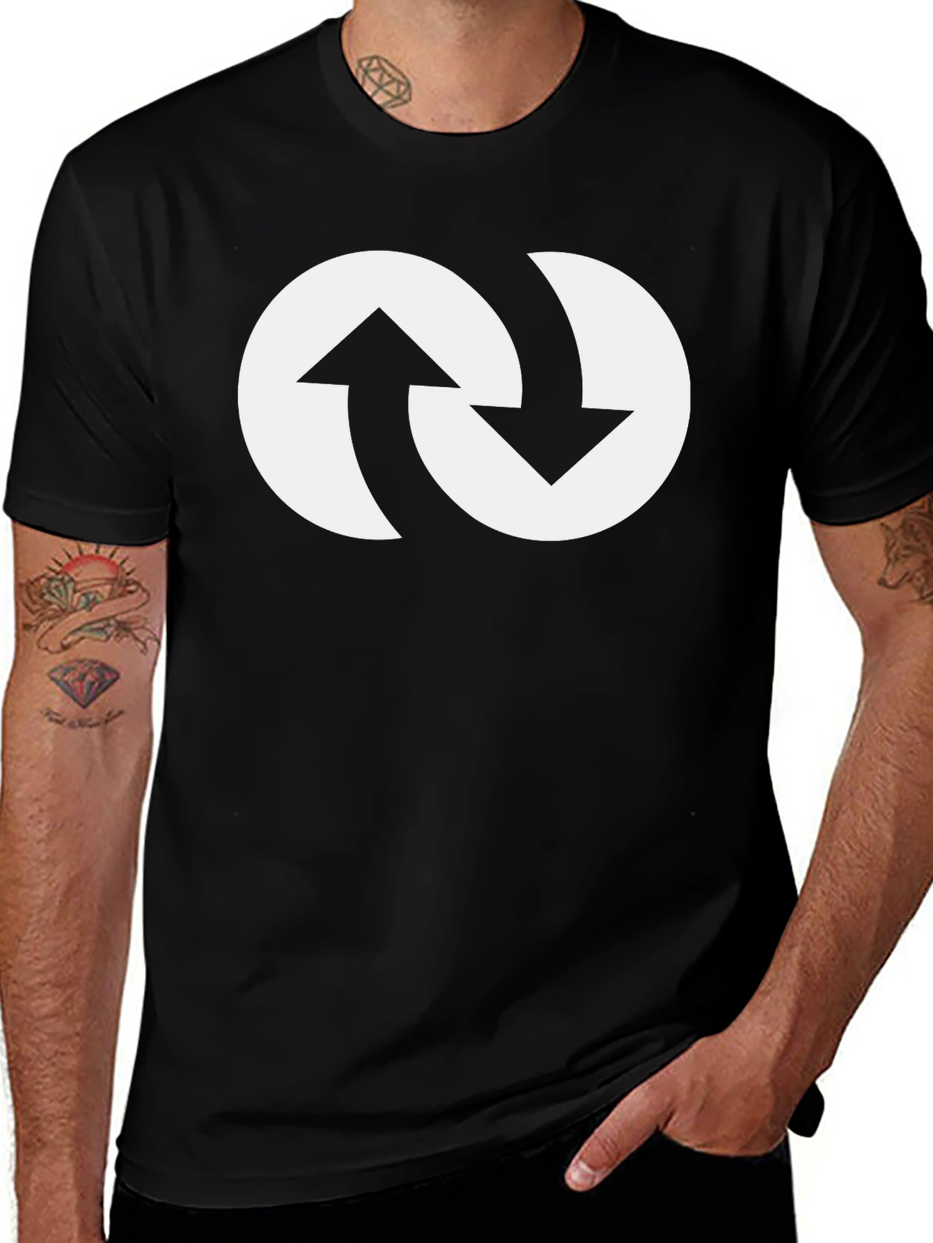 Arrow Circle Graphic Tee - Black Cotton Shirt