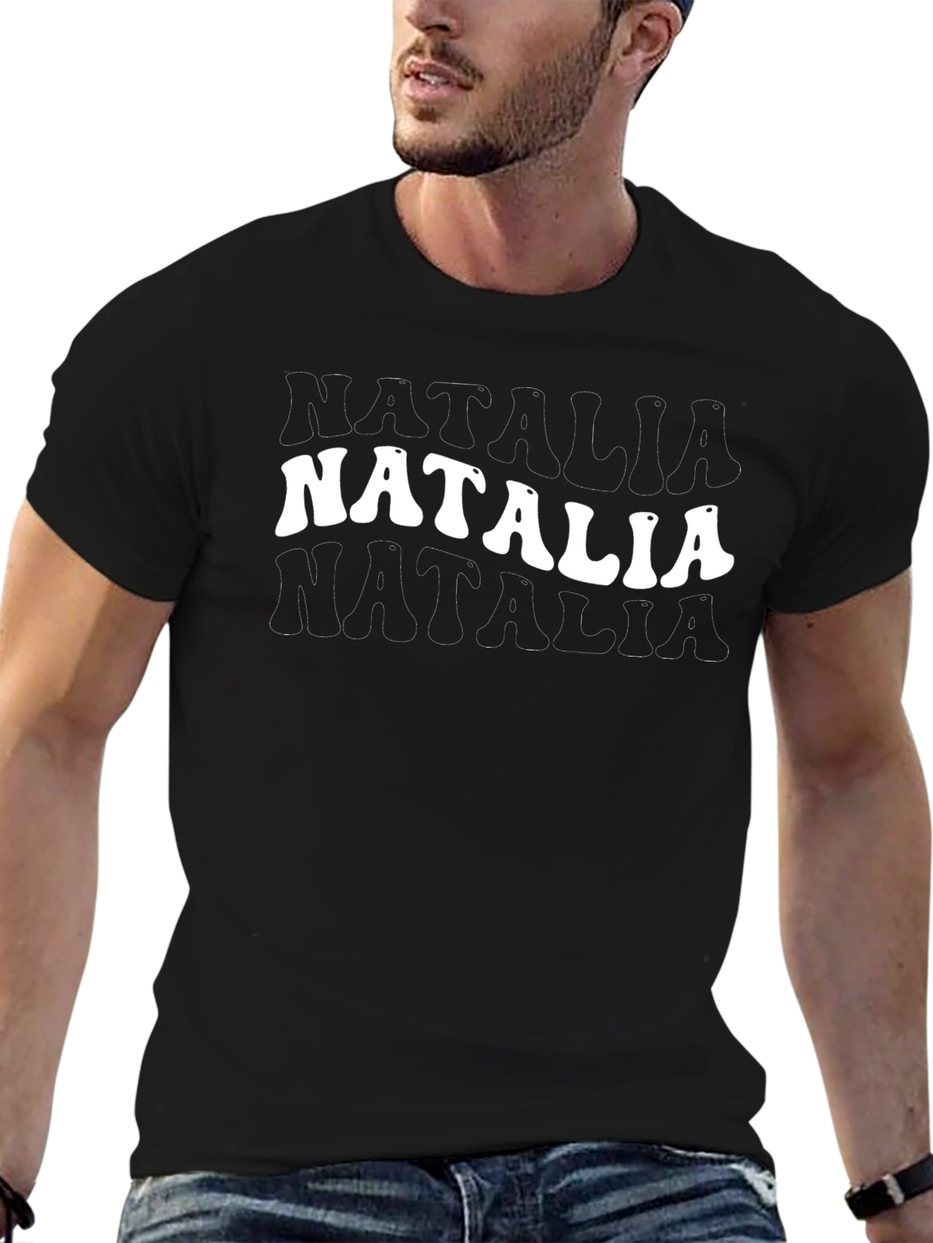 Natalia Retro T-Shirt - Black Cotton Tee