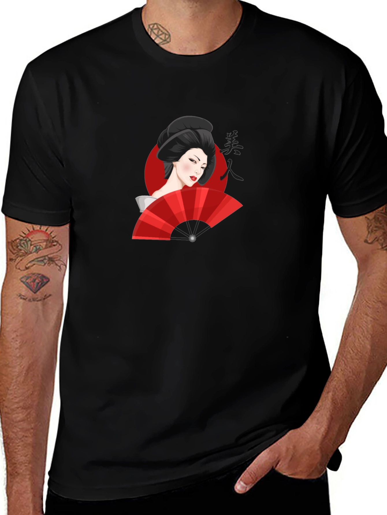 Geisha Graphic Black T-Shirt - Unique Design