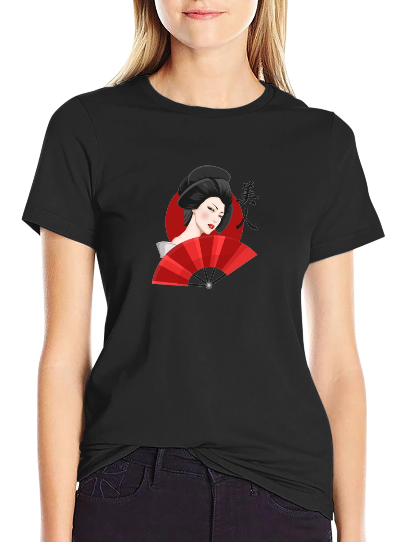 Geisha Graphic Black T-Shirt - Unique Design