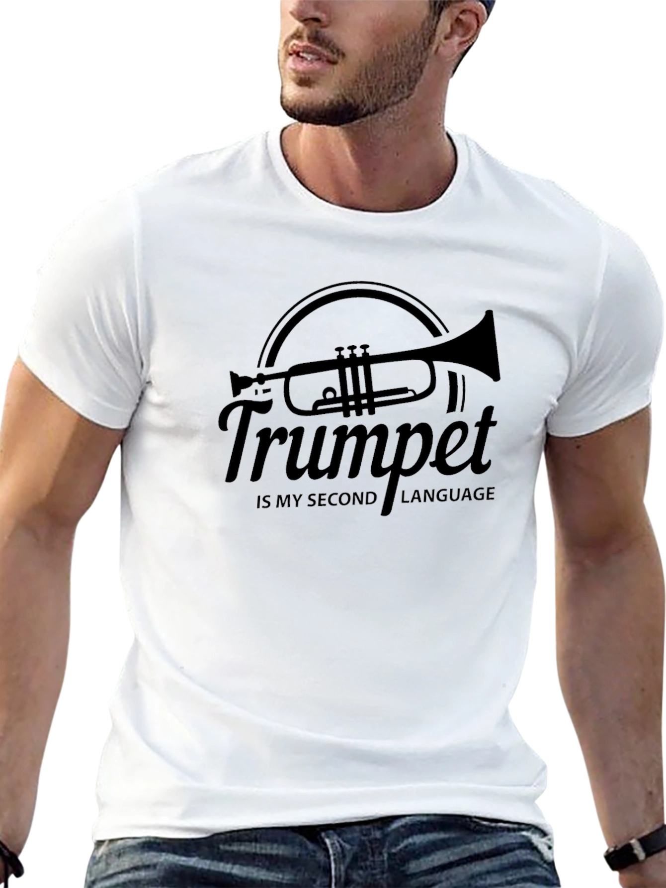 Trumpet is My Second Language Black Graphic Tee