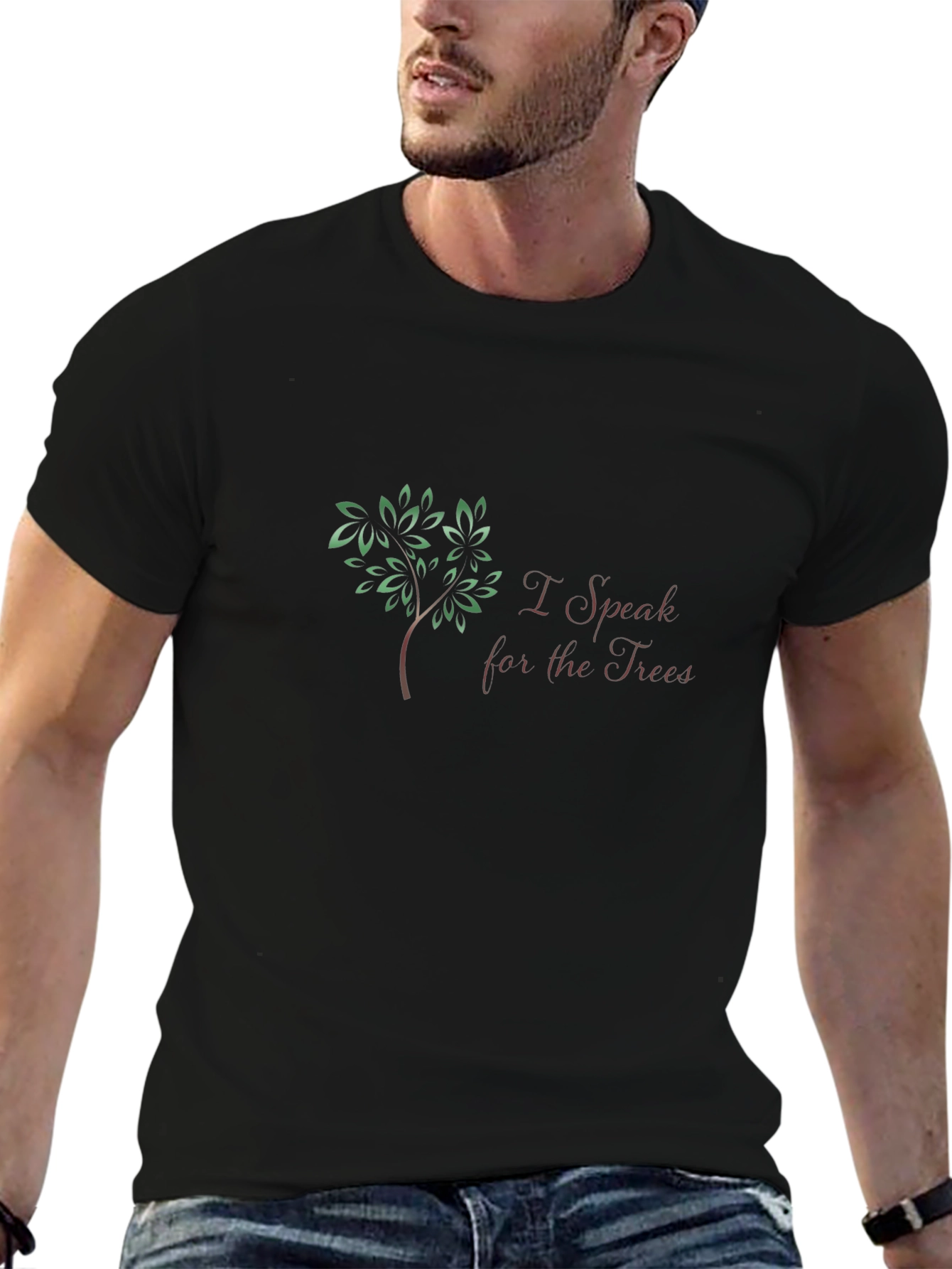 I Speak for the Trees Black Graphic T-Shirt