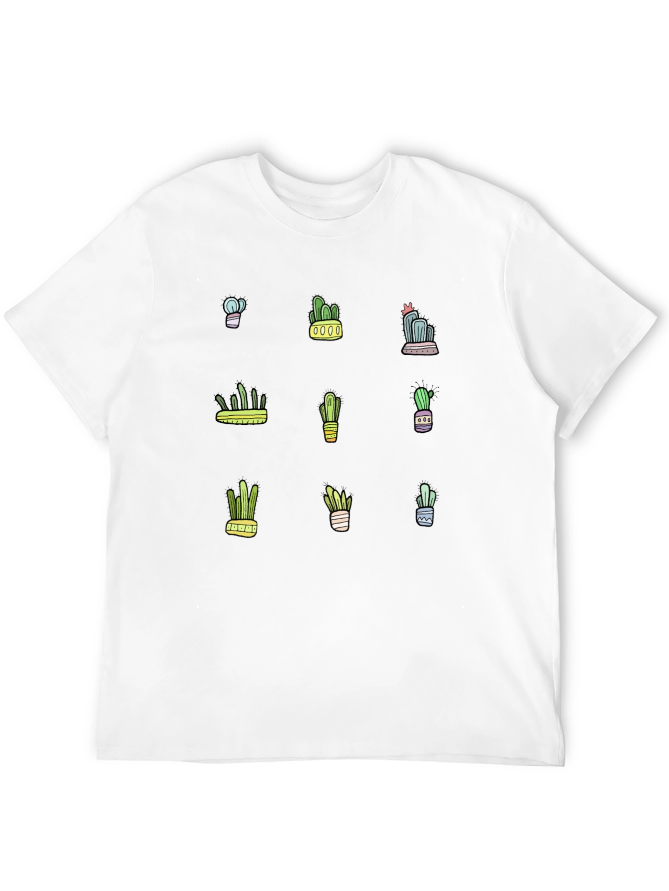 Cactus Print Black T-Shirt - Trendy Botanical Design