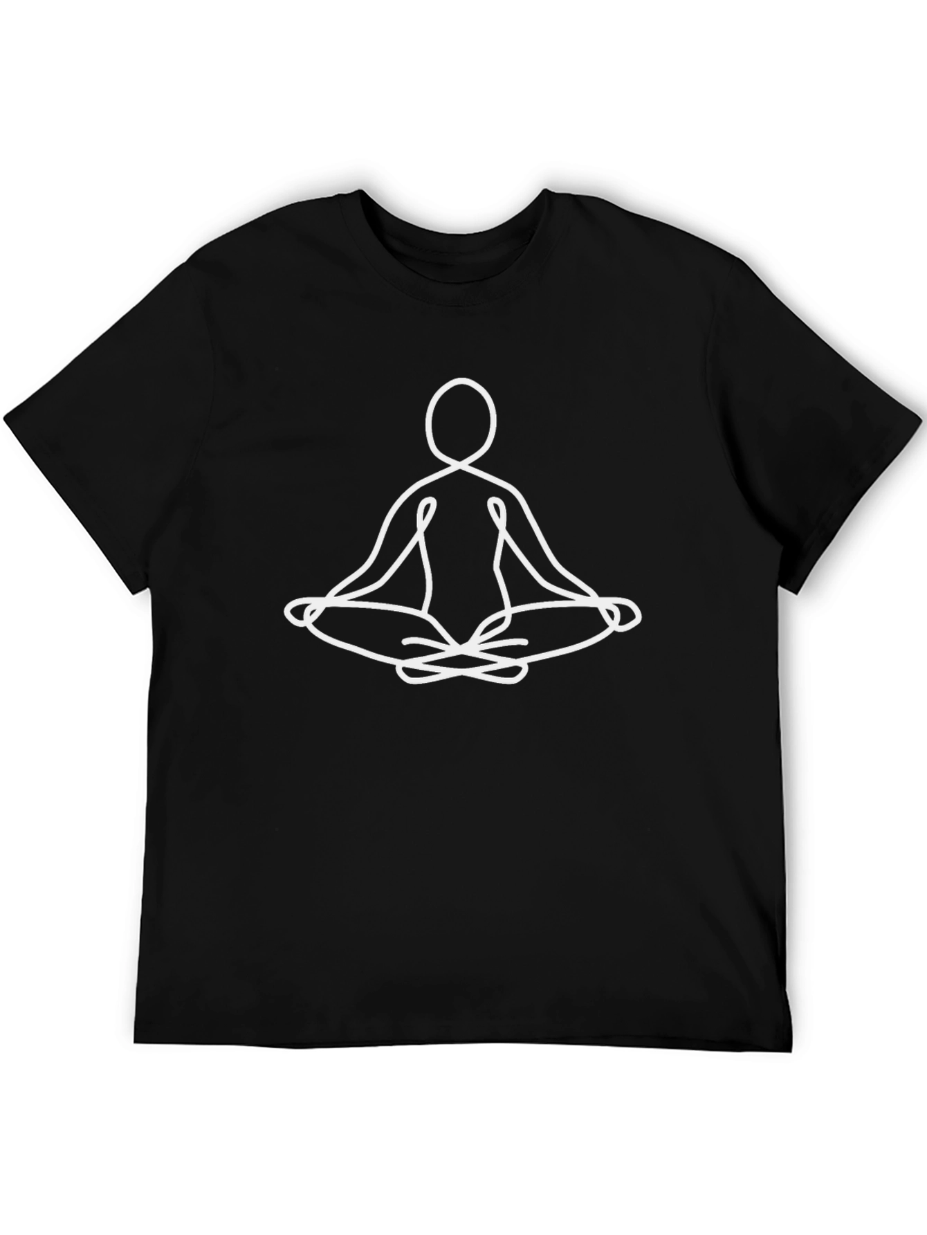 Meditating Figure Graphic Tee - Black Cotton Comfort