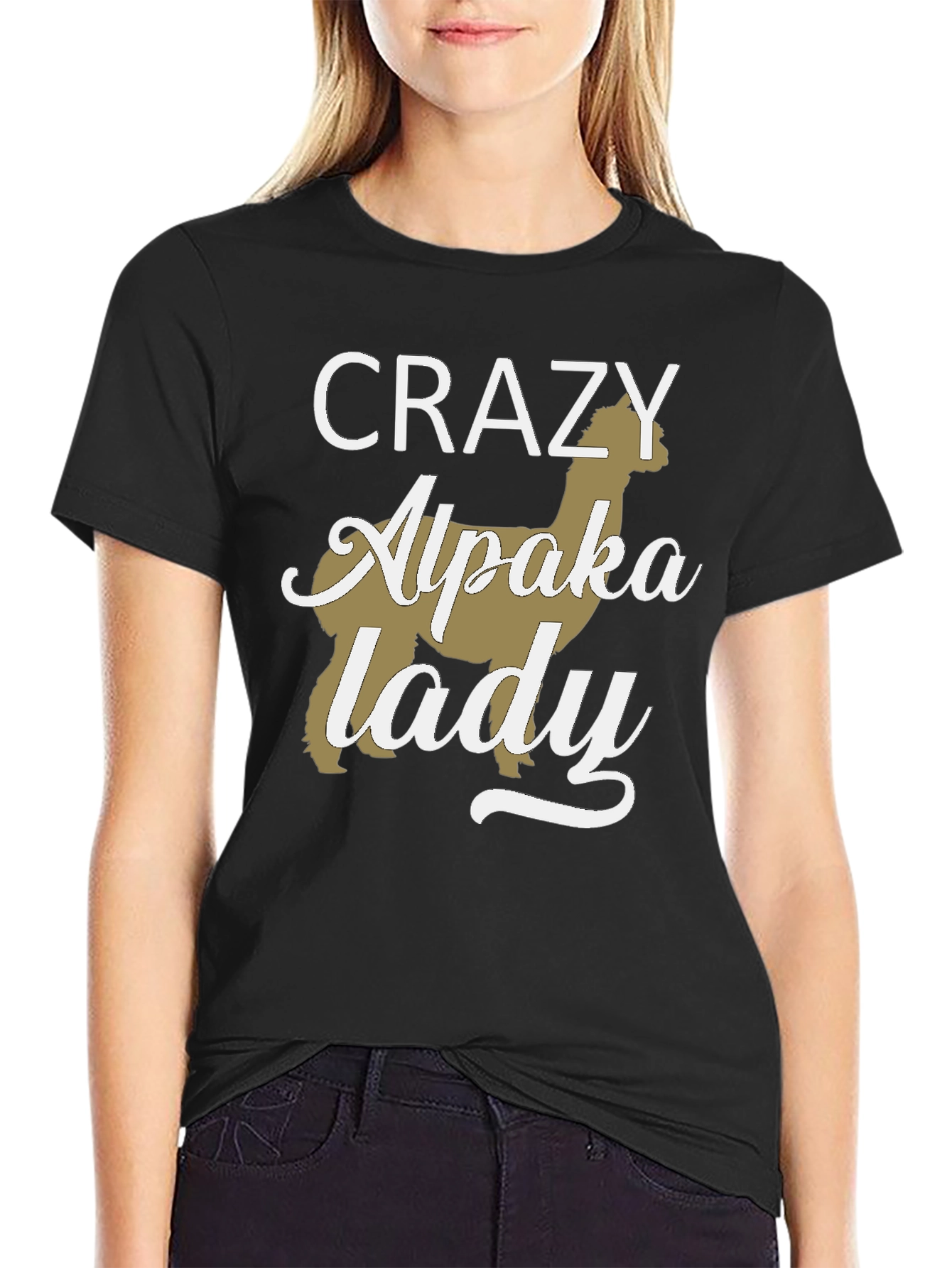 Crazy Alpaca Lady T-Shirt - Novelty Graphic Tee