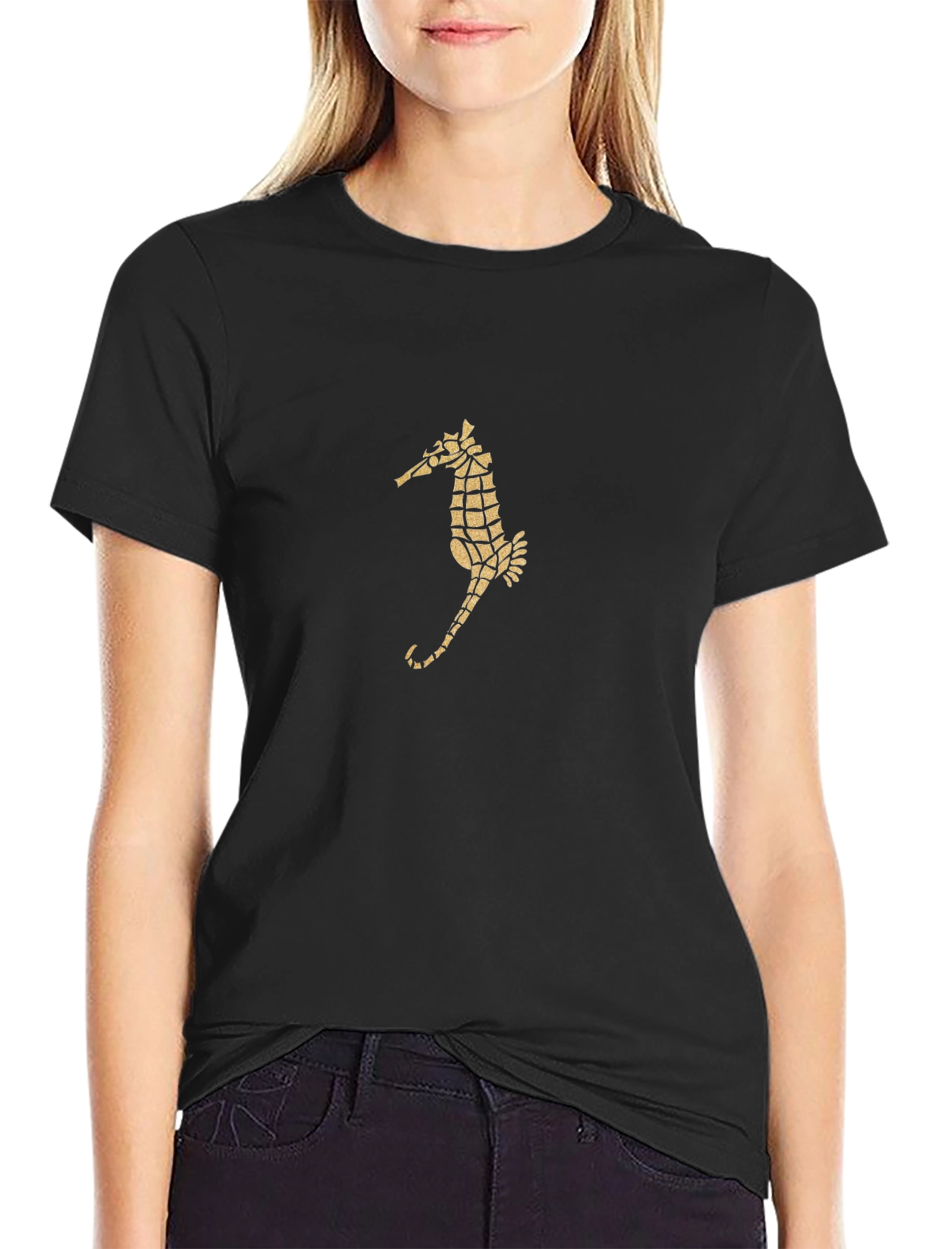 Black Seahorse Graphic Tee