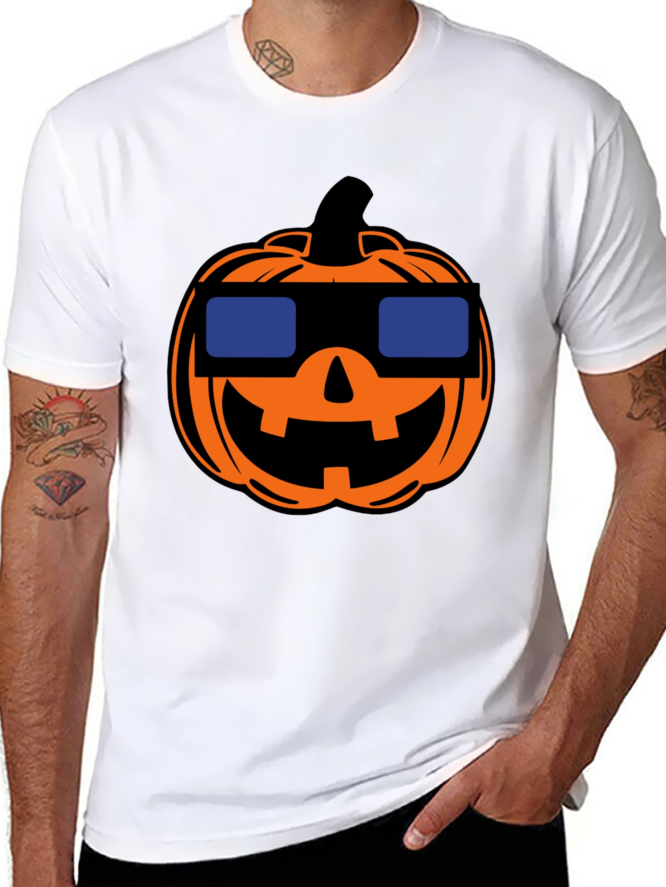 Cool Pumpkin Halloween Black T-Shirt