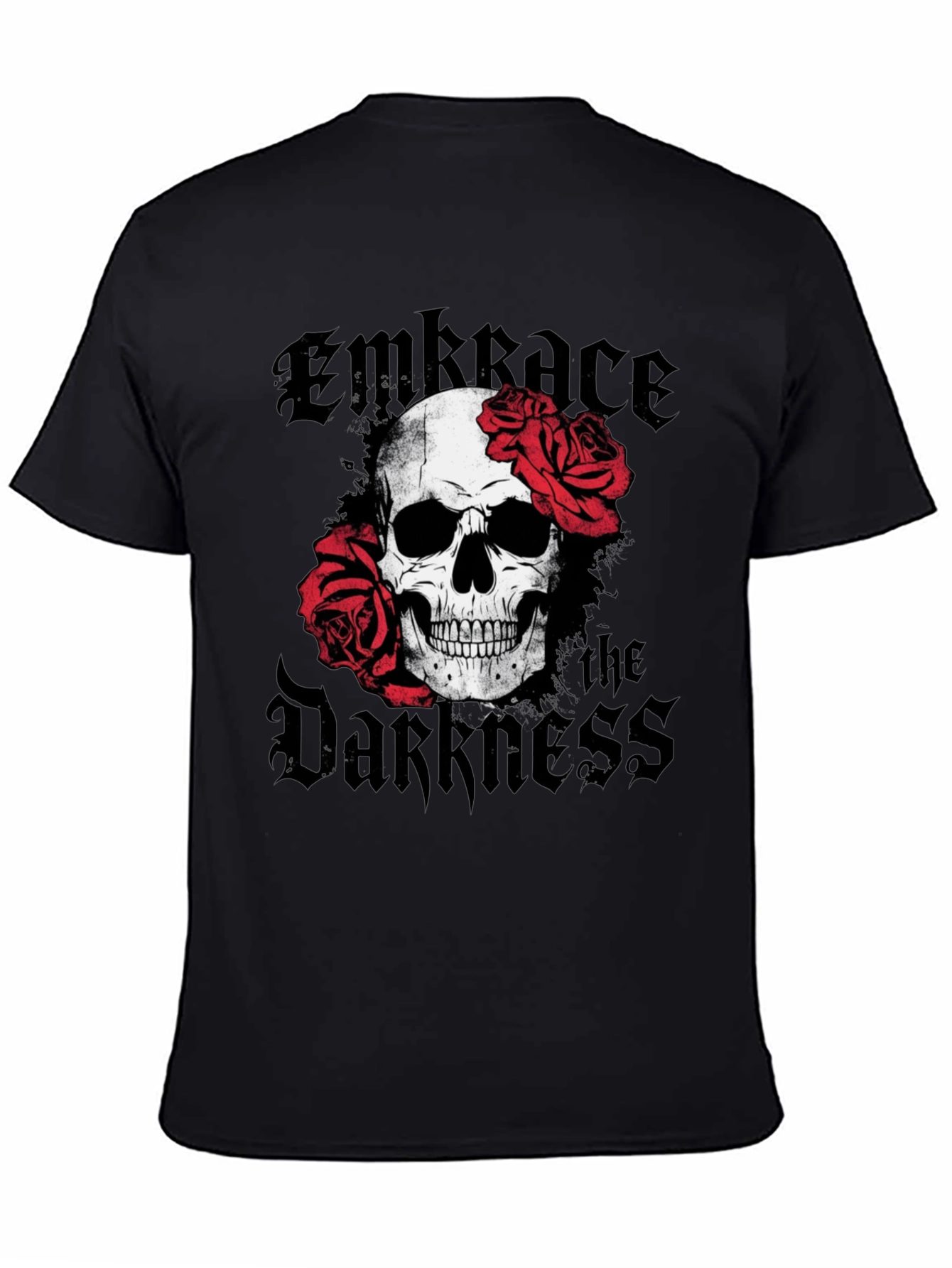 Embrace the Darkness Skull & Roses Graphic T-Shirt