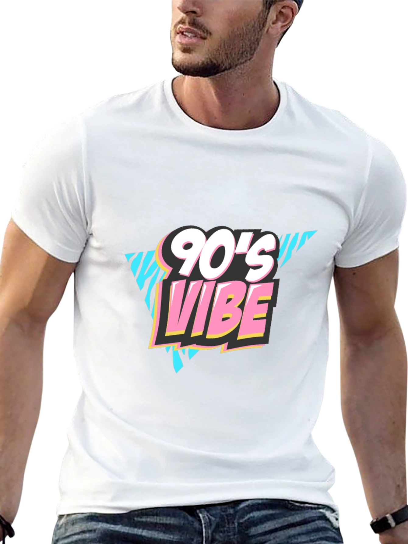 90s Vibe Graphic Print Black T-Shirt