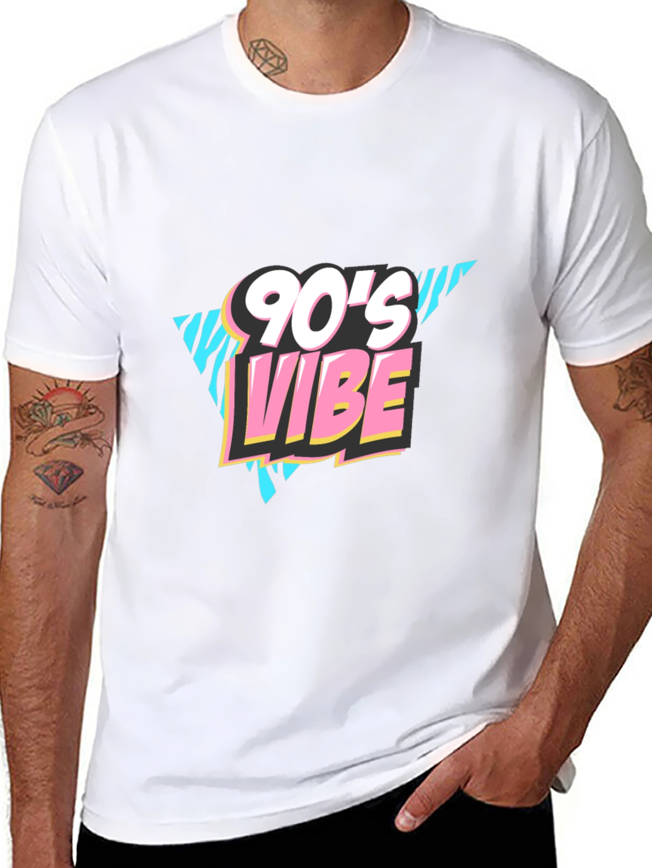 90s Vibe Graphic Print Black T-Shirt