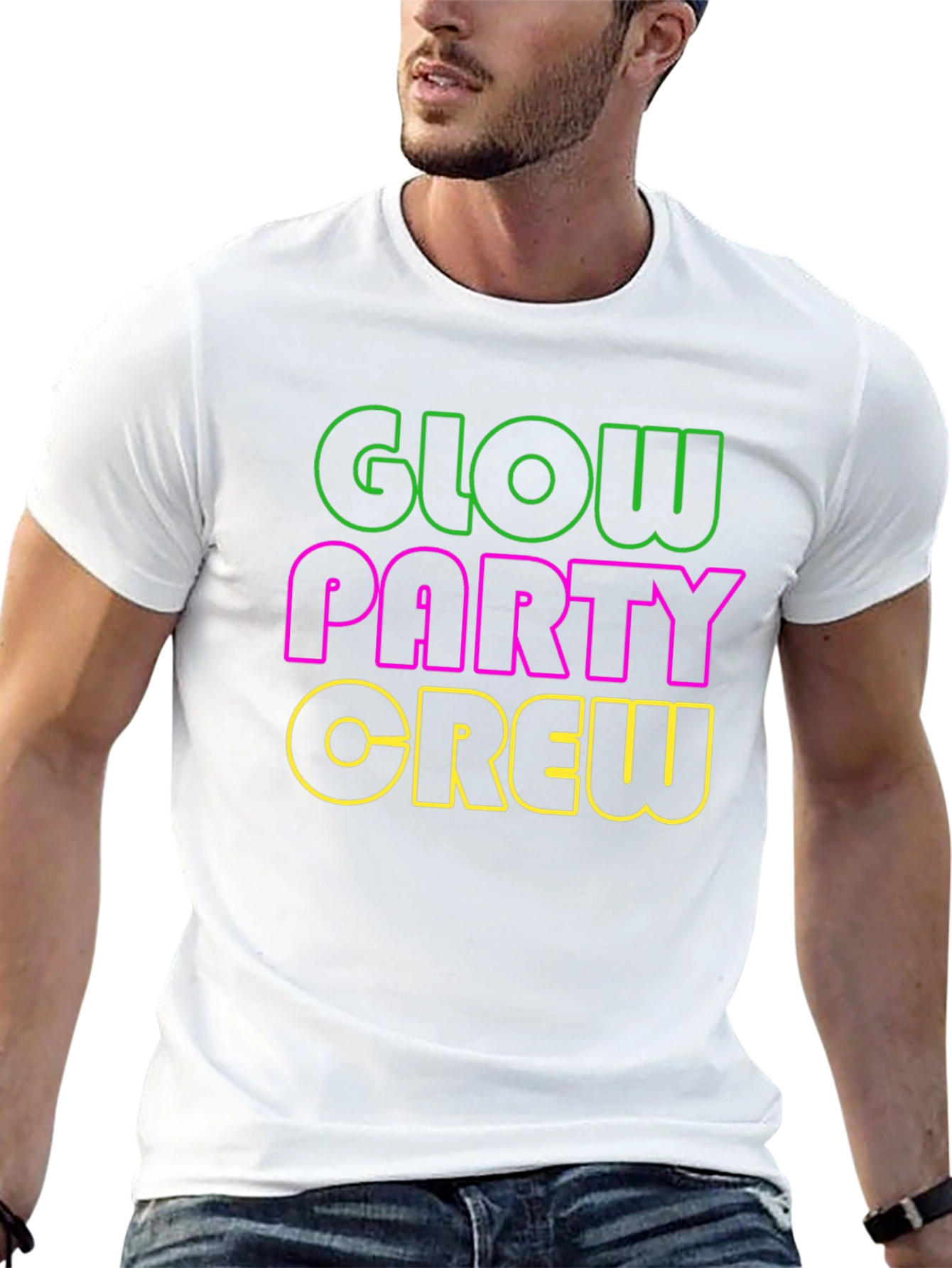Glow Party Crew T-Shirt - Neon Design