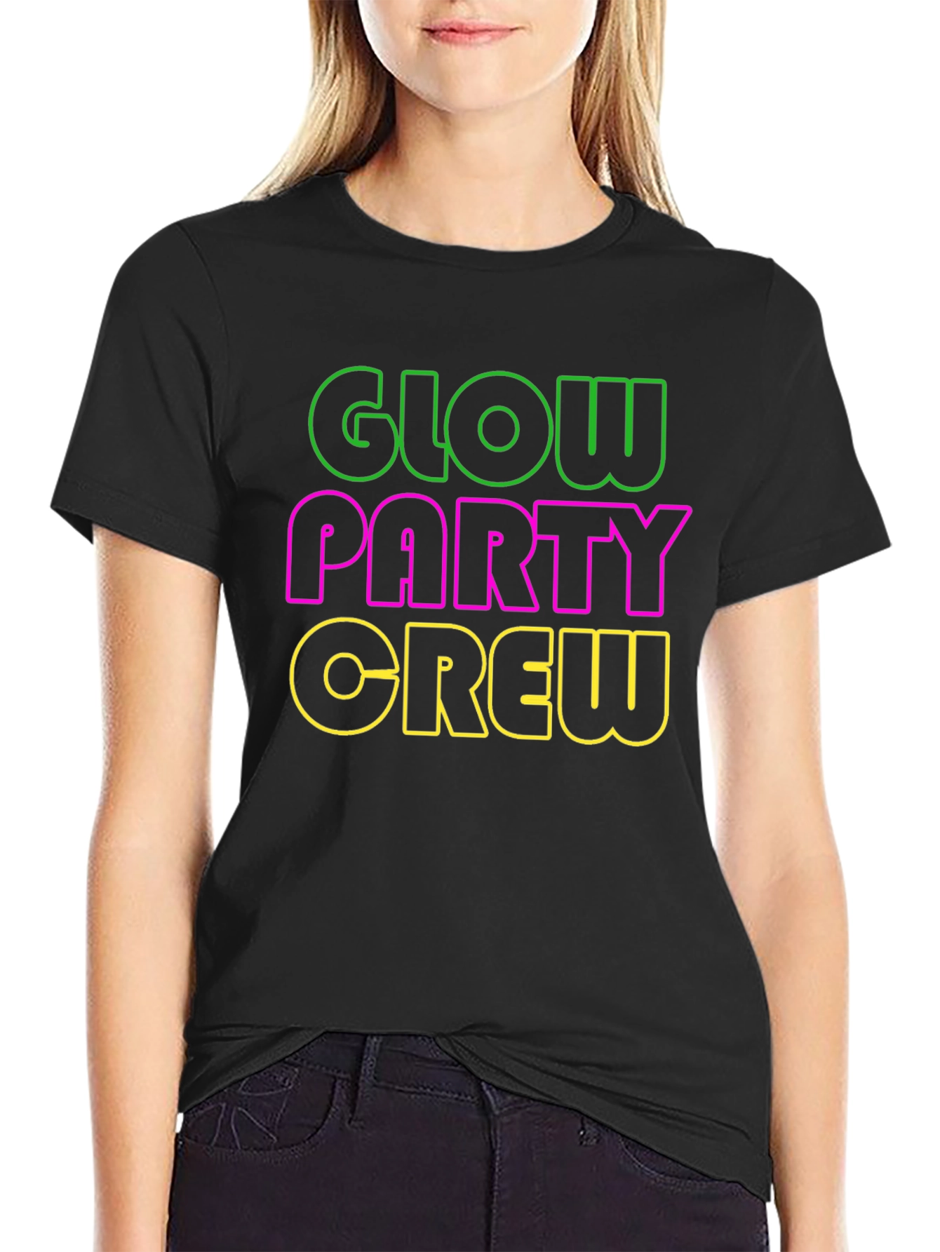 Glow Party Crew T-Shirt - Neon Design