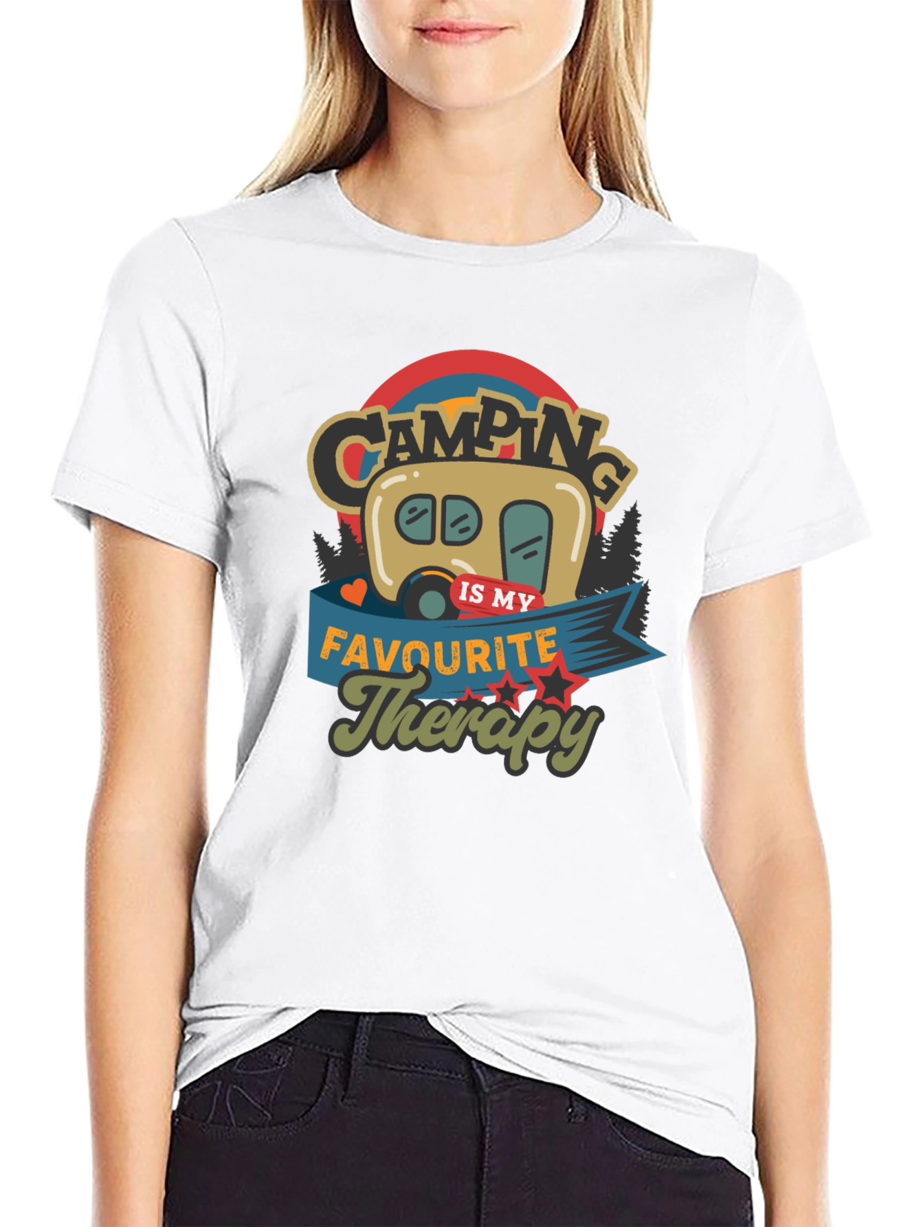 Camping is My Therapy Black Tee