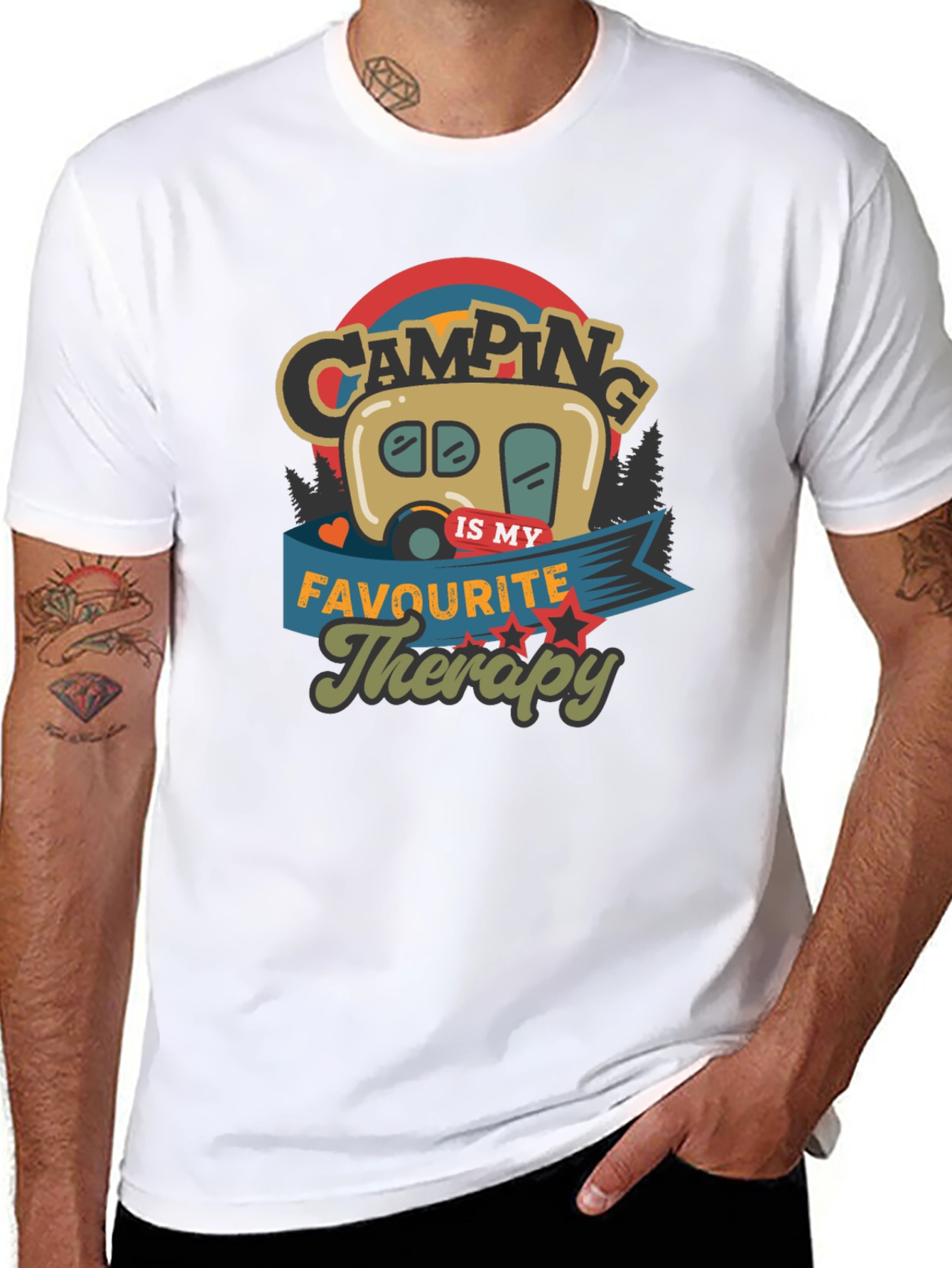 Camping is My Therapy Black Tee