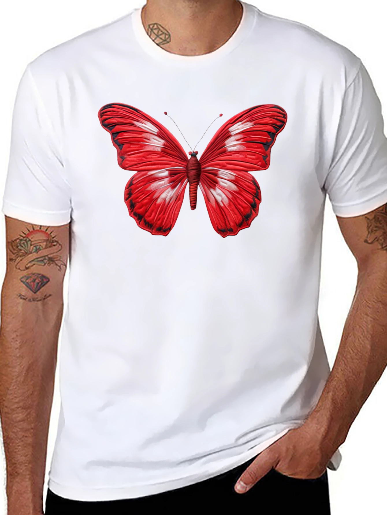 Butterfly Graphic Black T-Shirt - Stylish Mens Tee
