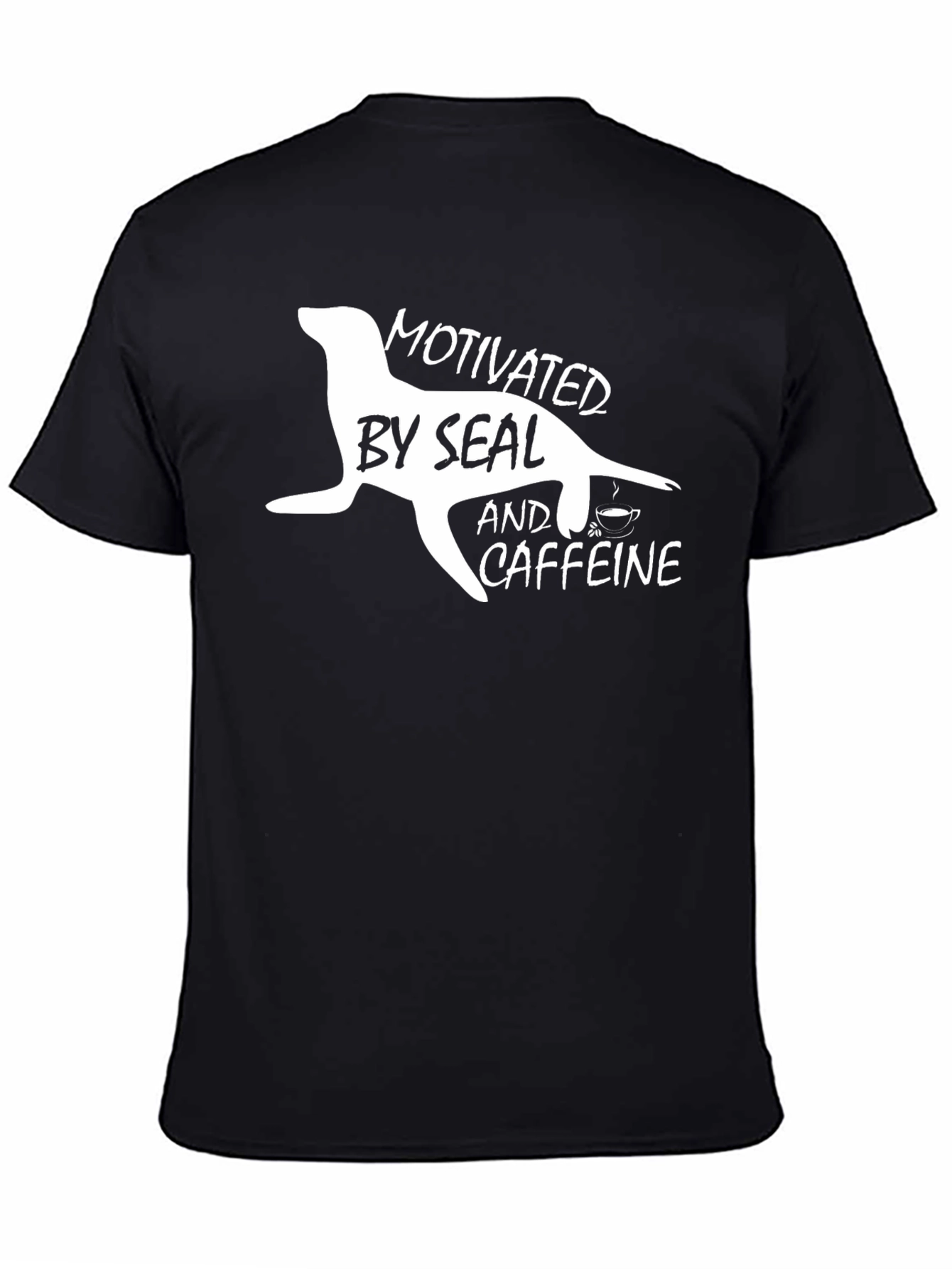 Motivated by Seal and Caffeine Black T-Shirt