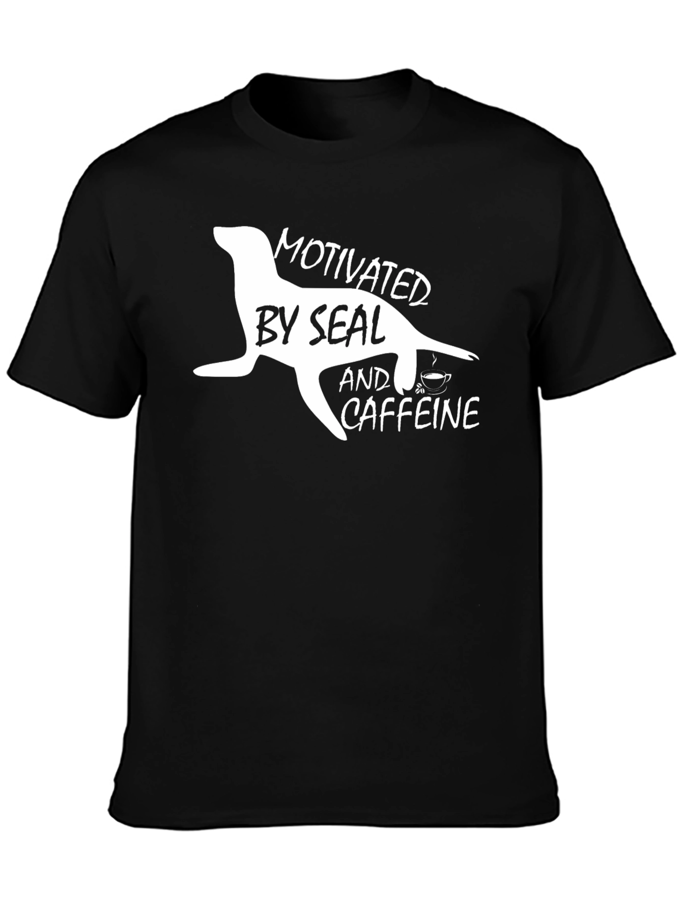 Motivated by Seal and Caffeine Black T-Shirt