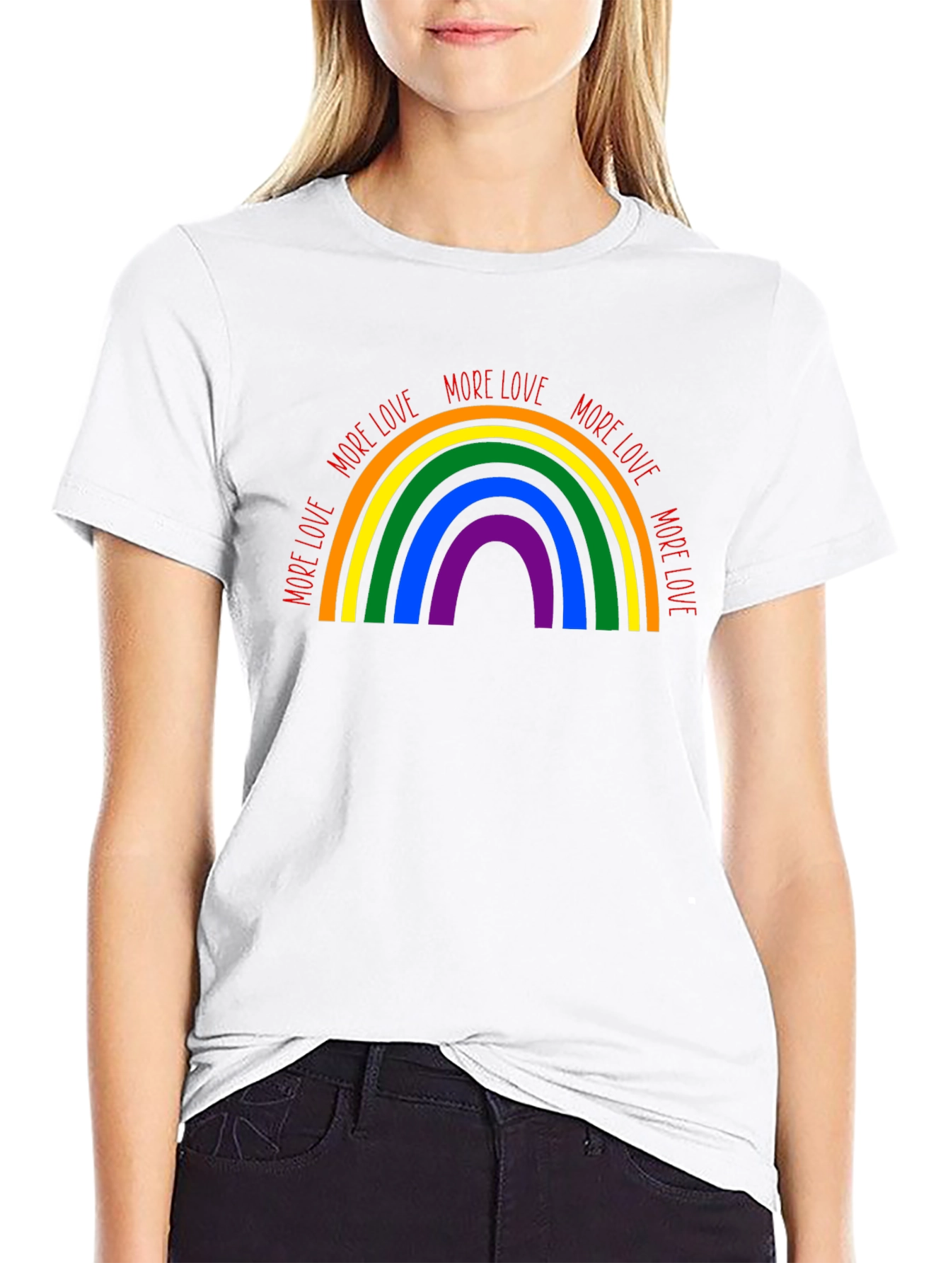 More Love Rainbow Graphic Tee - Black