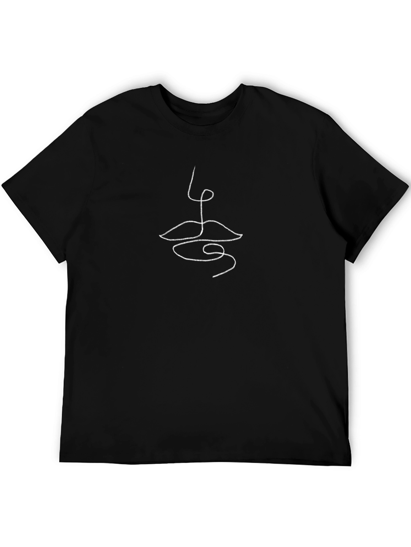 Abstract Lips Graphic Tee - Black Cotton T-Shirt