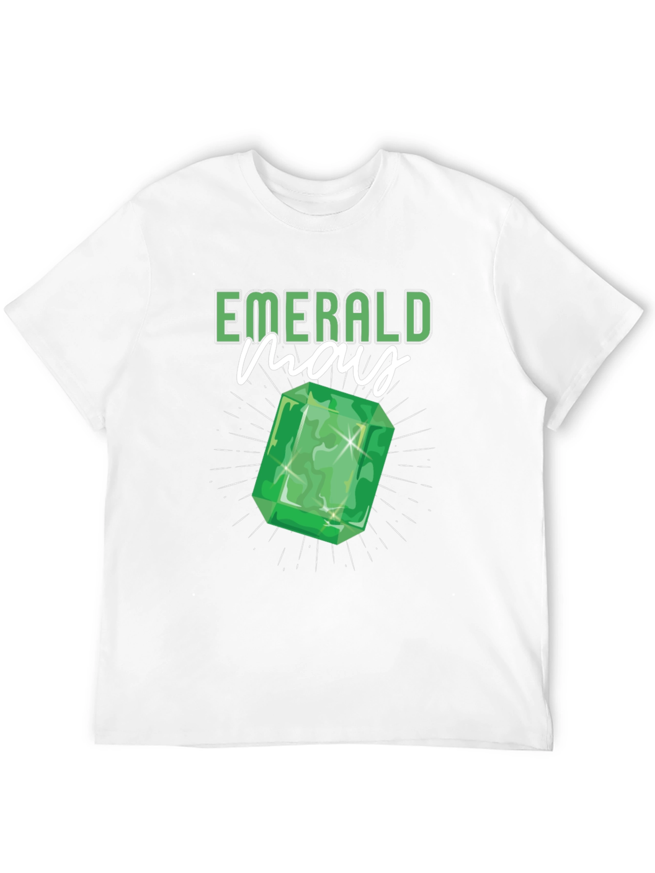 Emerald May Birthday Gem T-Shirt - Black