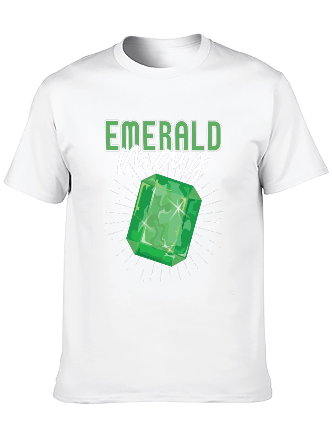 Emerald May Birthday Gem T-Shirt - Black