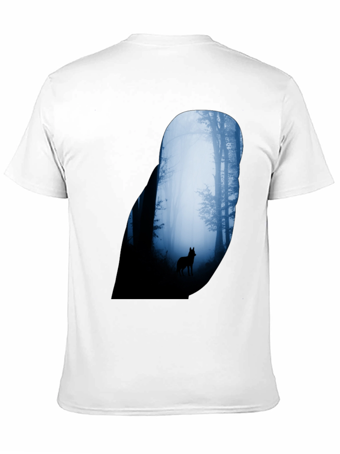 Wolf Silhouette Forest Graphic Tee - Black