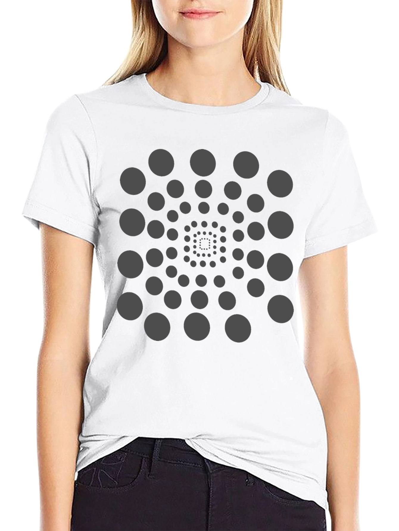 Geometric Circle Spiral Black T-Shirt