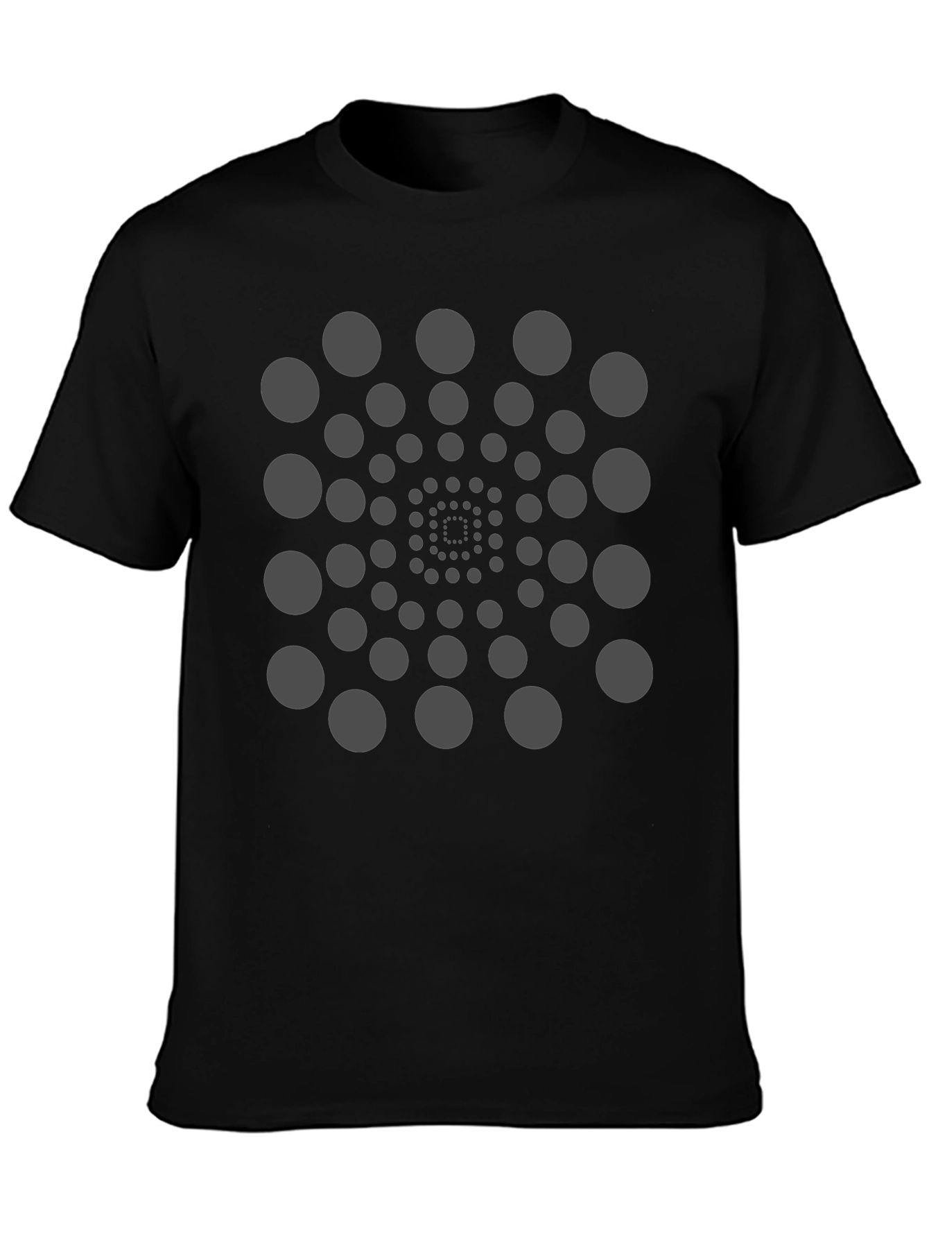 Geometric Circle Spiral Black T-Shirt