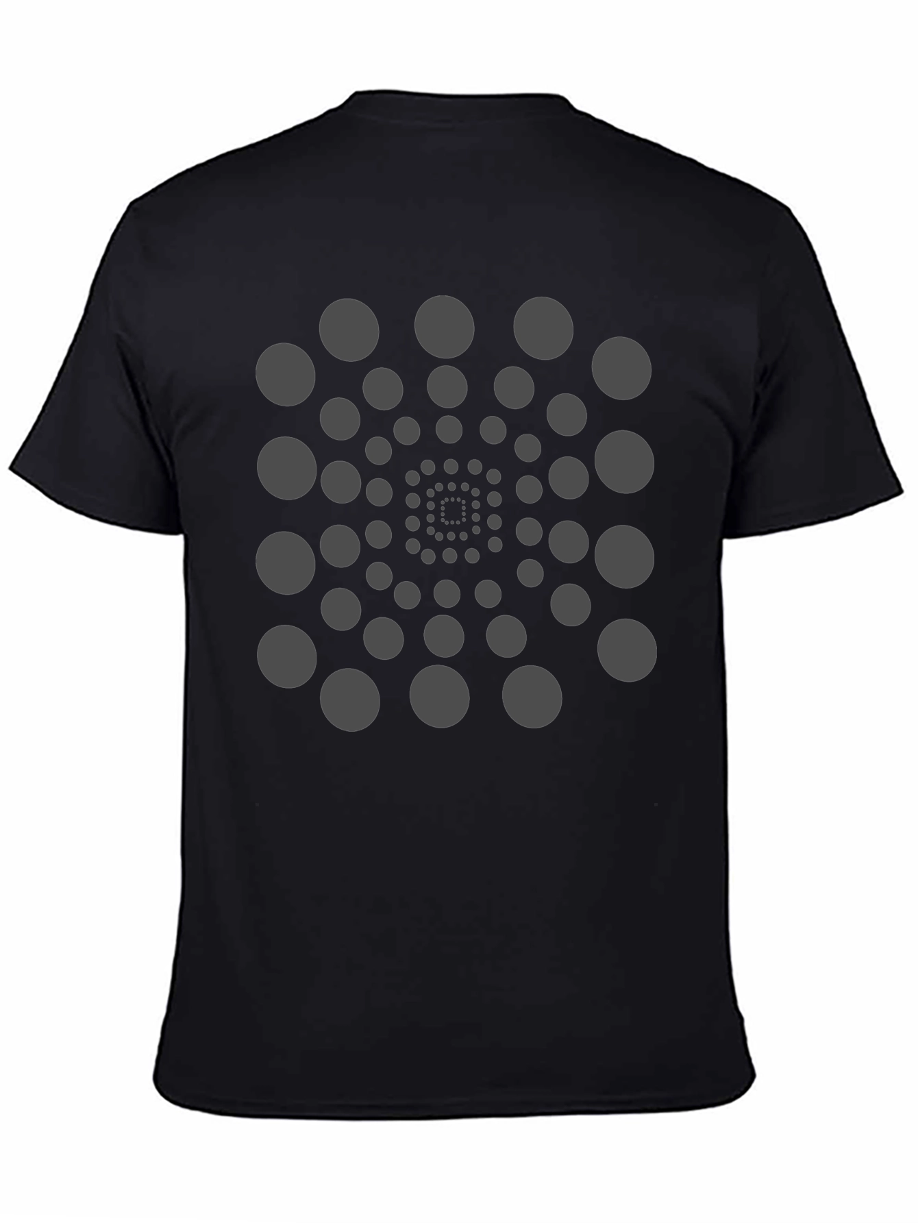 Geometric Circle Spiral Black T-Shirt