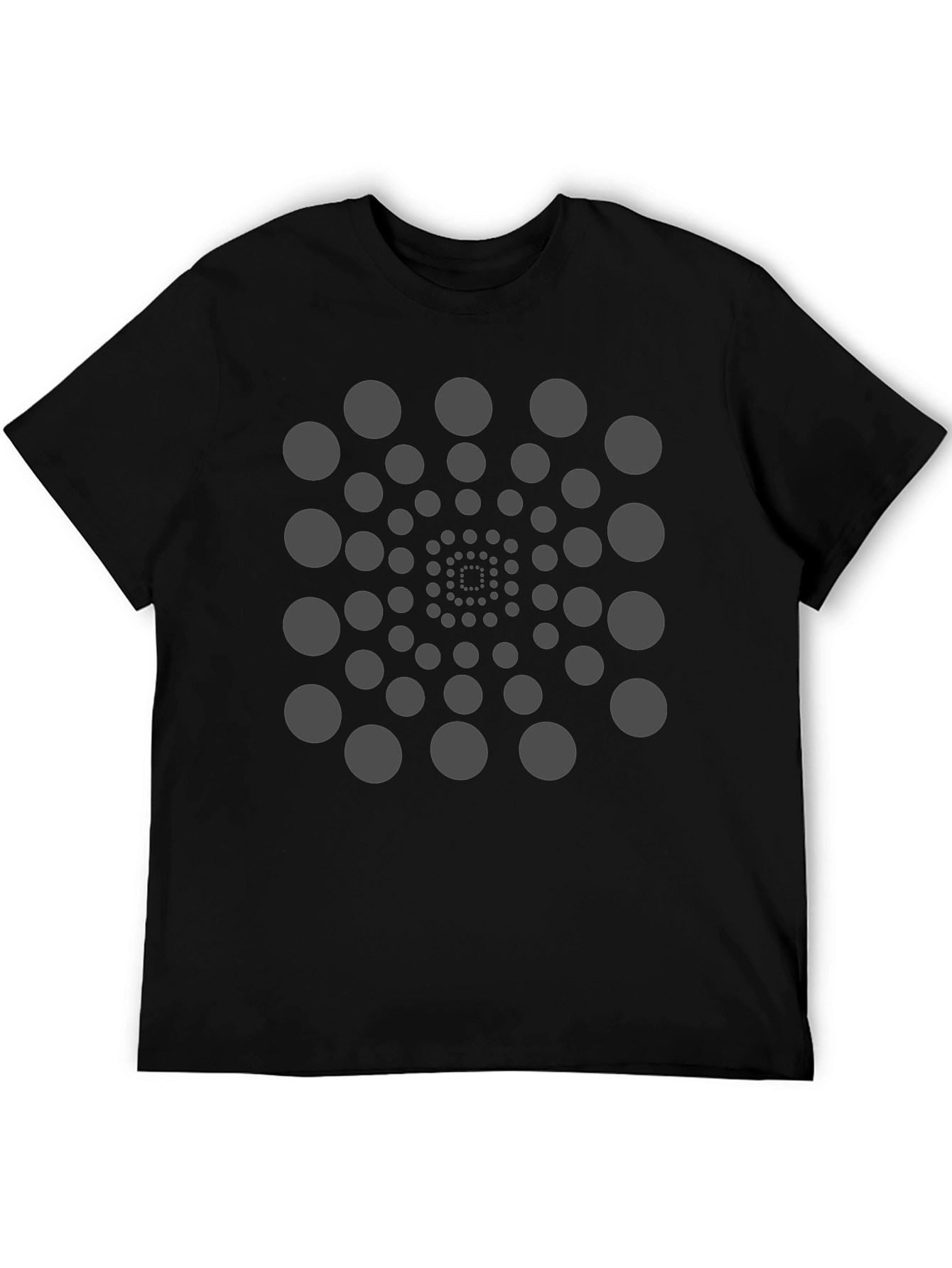 Geometric Circle Spiral Black T-Shirt