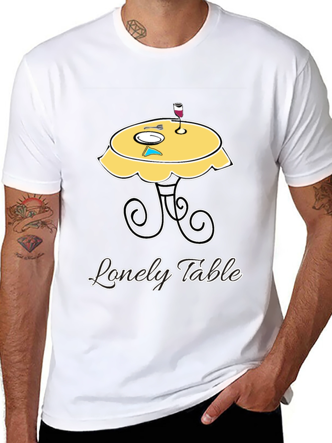 Lonely Table Graphic Tee - Black Cotton T-Shirt