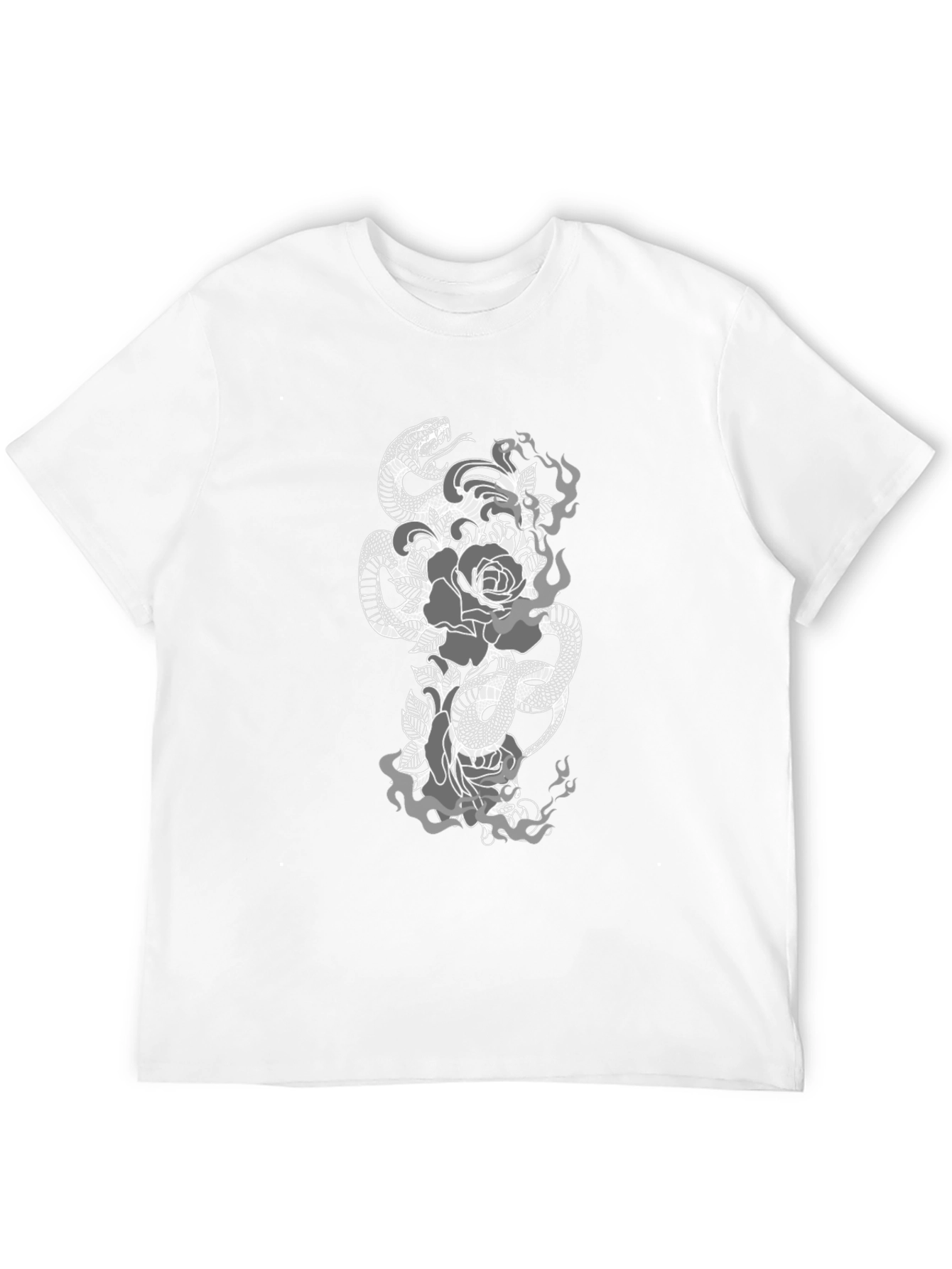 Snake & Roses Graphic Tee - Black Casual Fit
