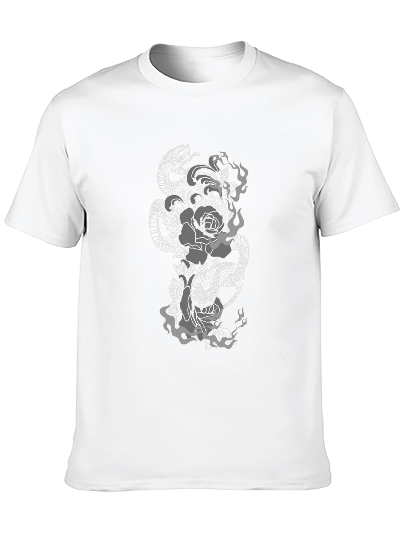 Snake & Roses Graphic Tee - Black Casual Fit