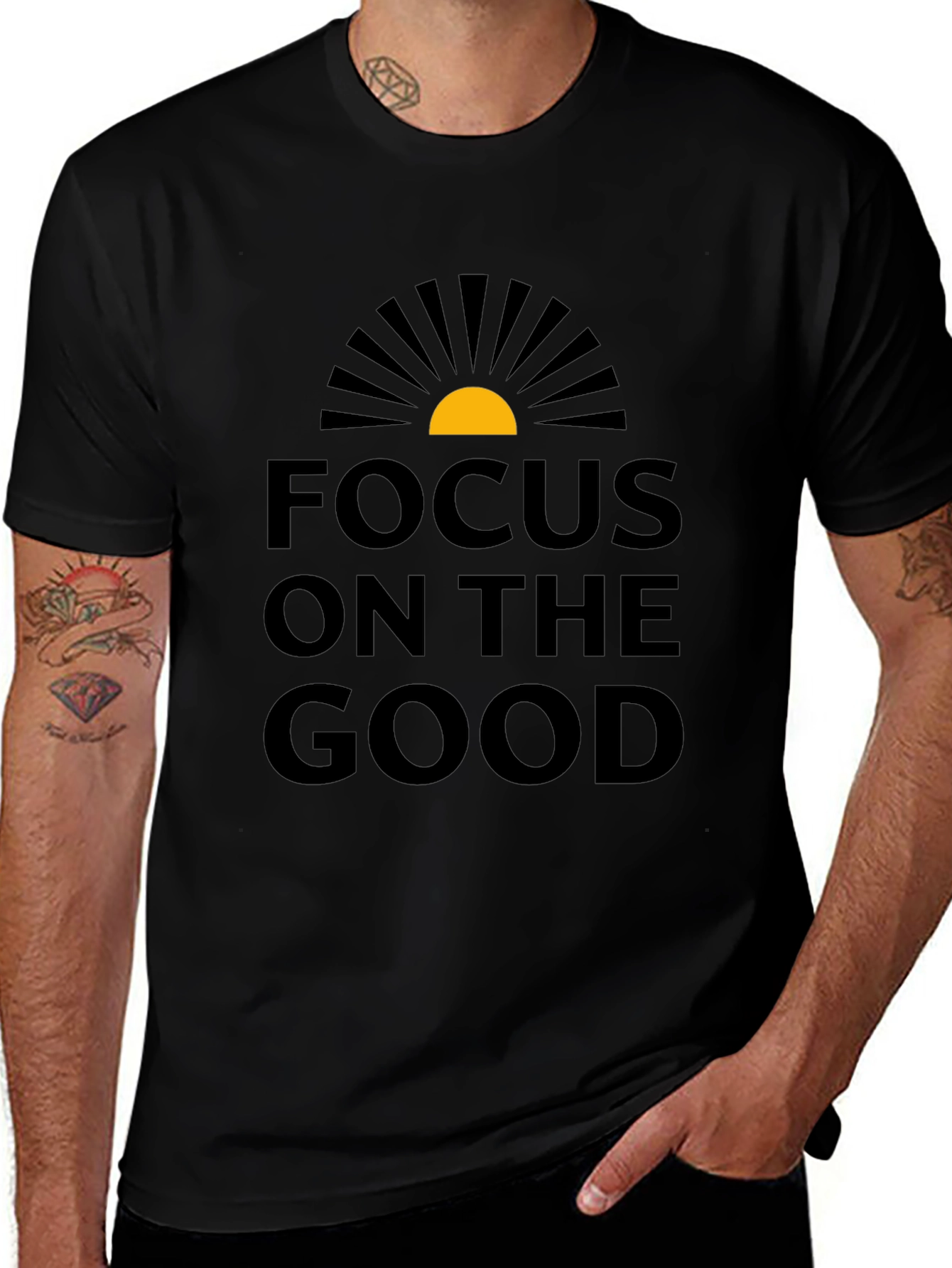 Focus on the Good Graphic T-Shirt - Black