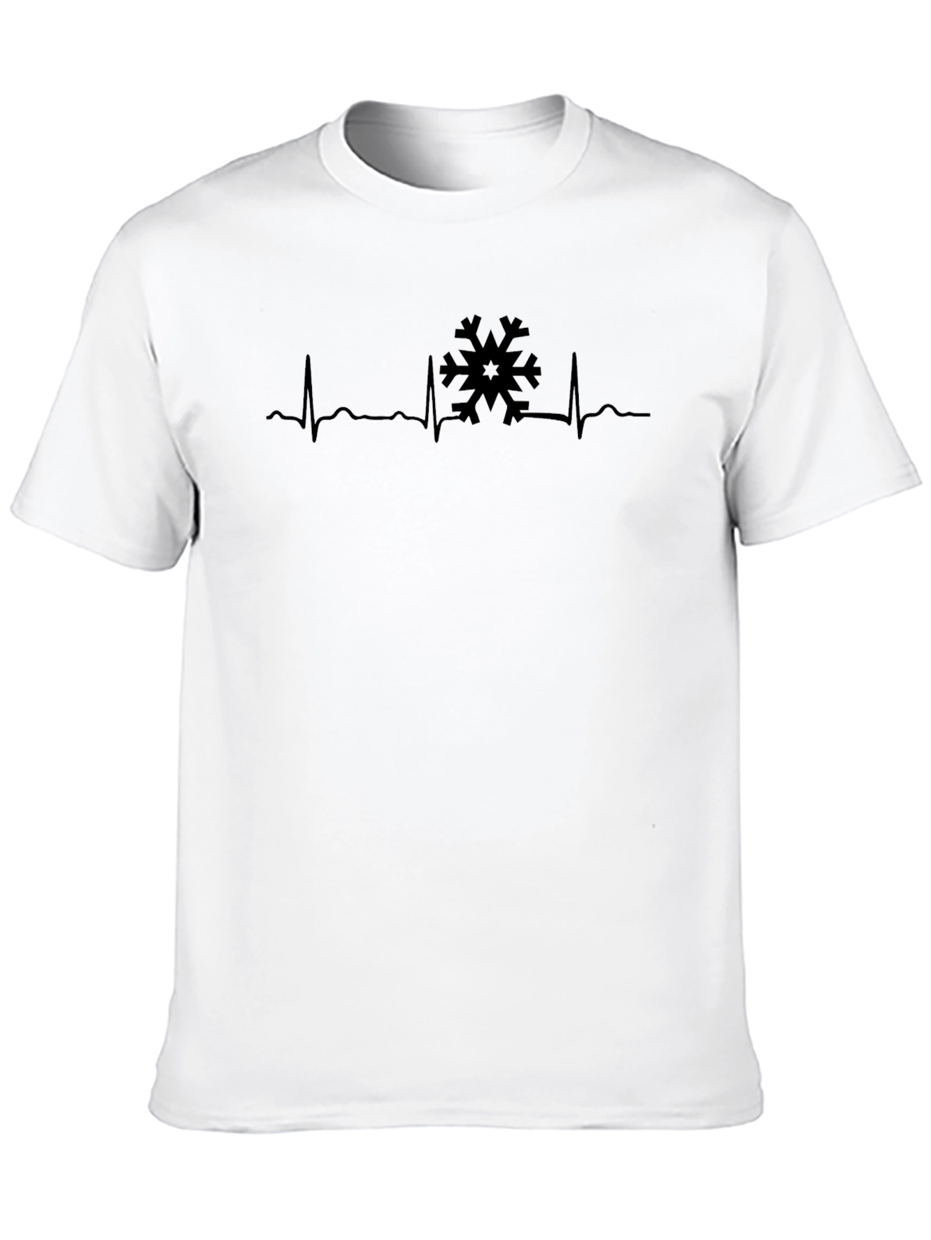 Winter Heartbeat T-Shirt - Snowflake ECG Design
