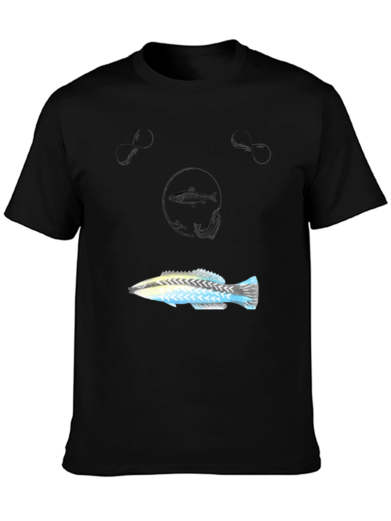 Cool Fish Graphic Black T-Shirt