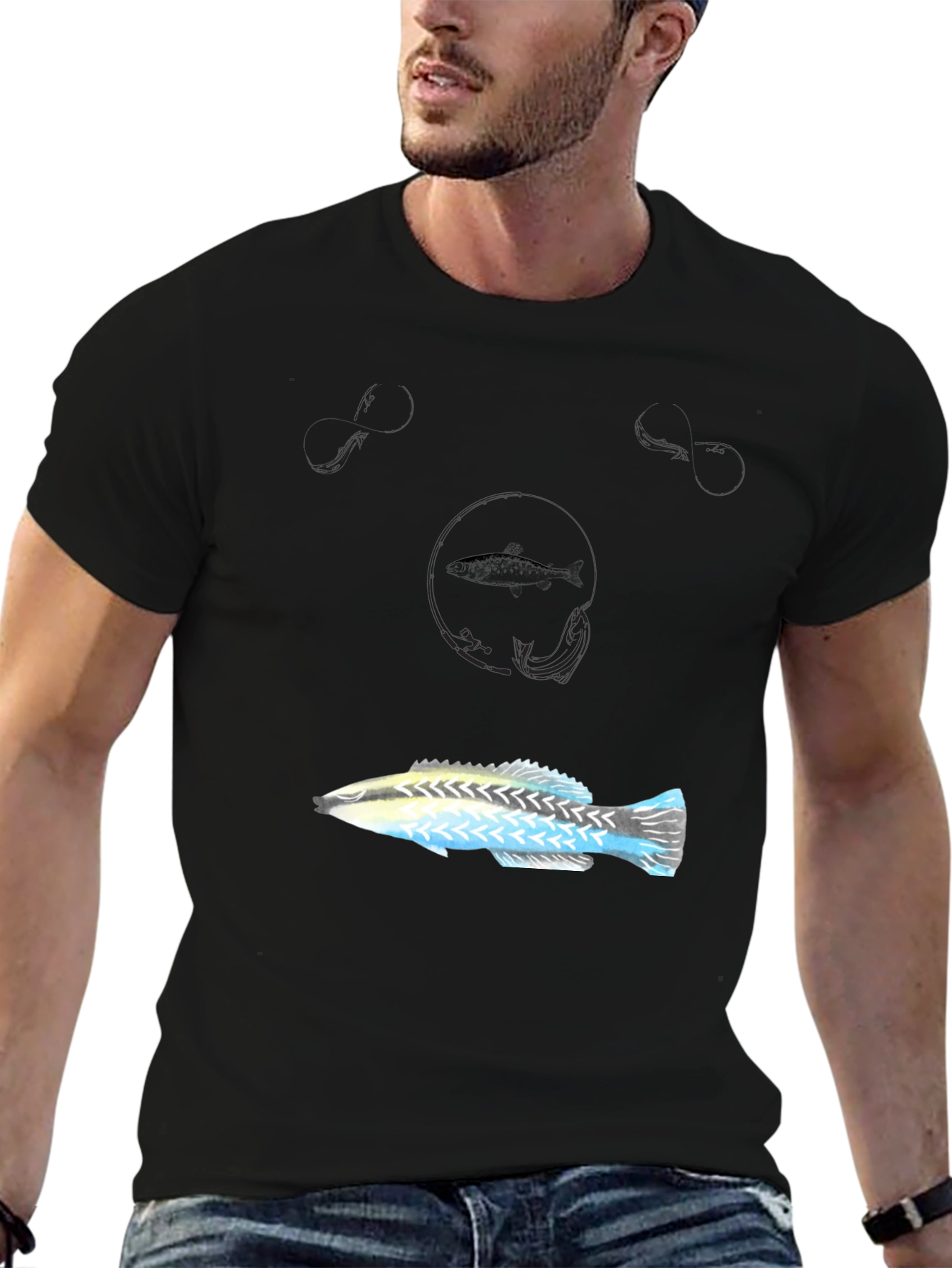 Cool Fish Graphic Black T-Shirt