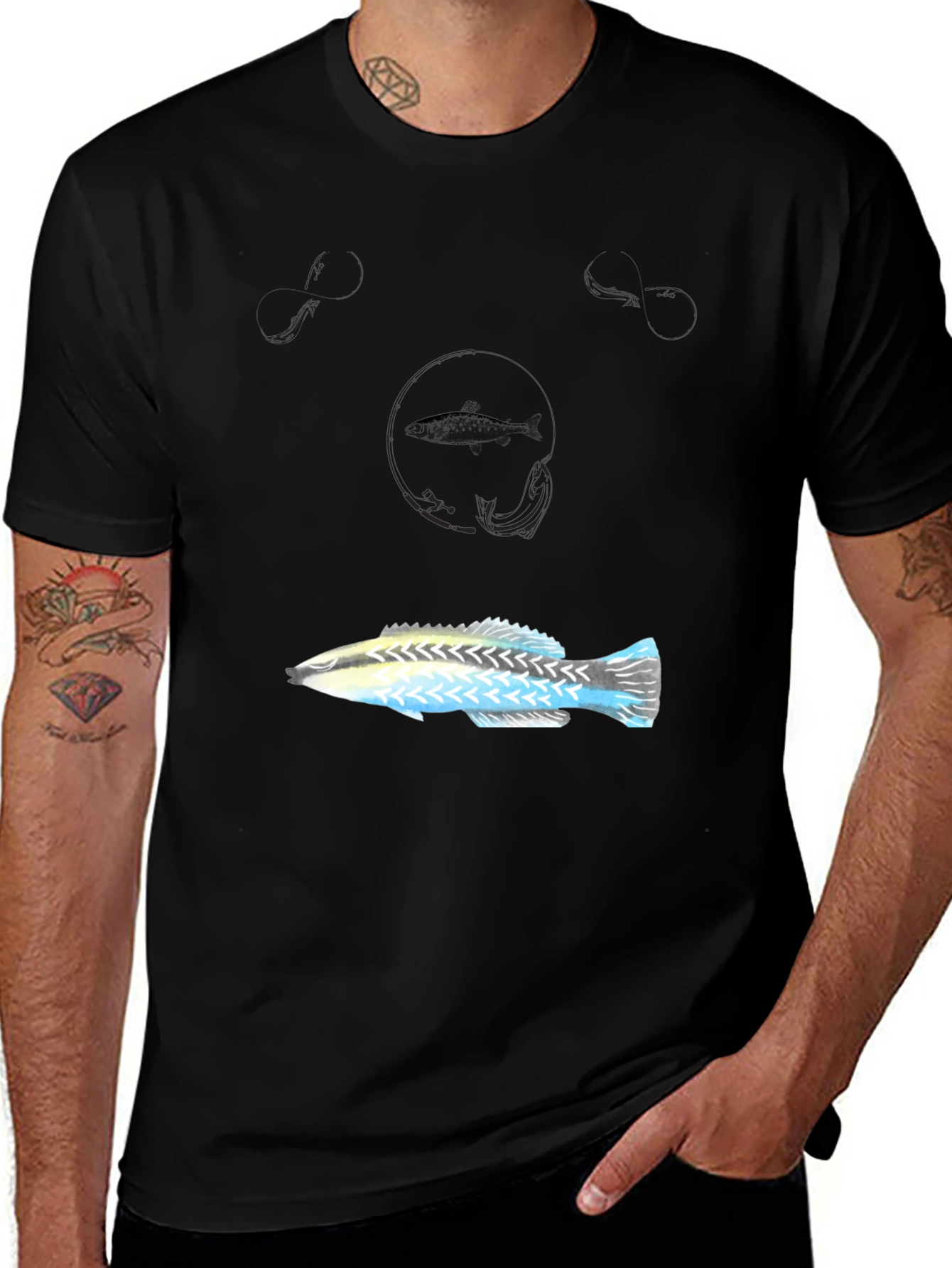 Cool Fish Graphic Black T-Shirt